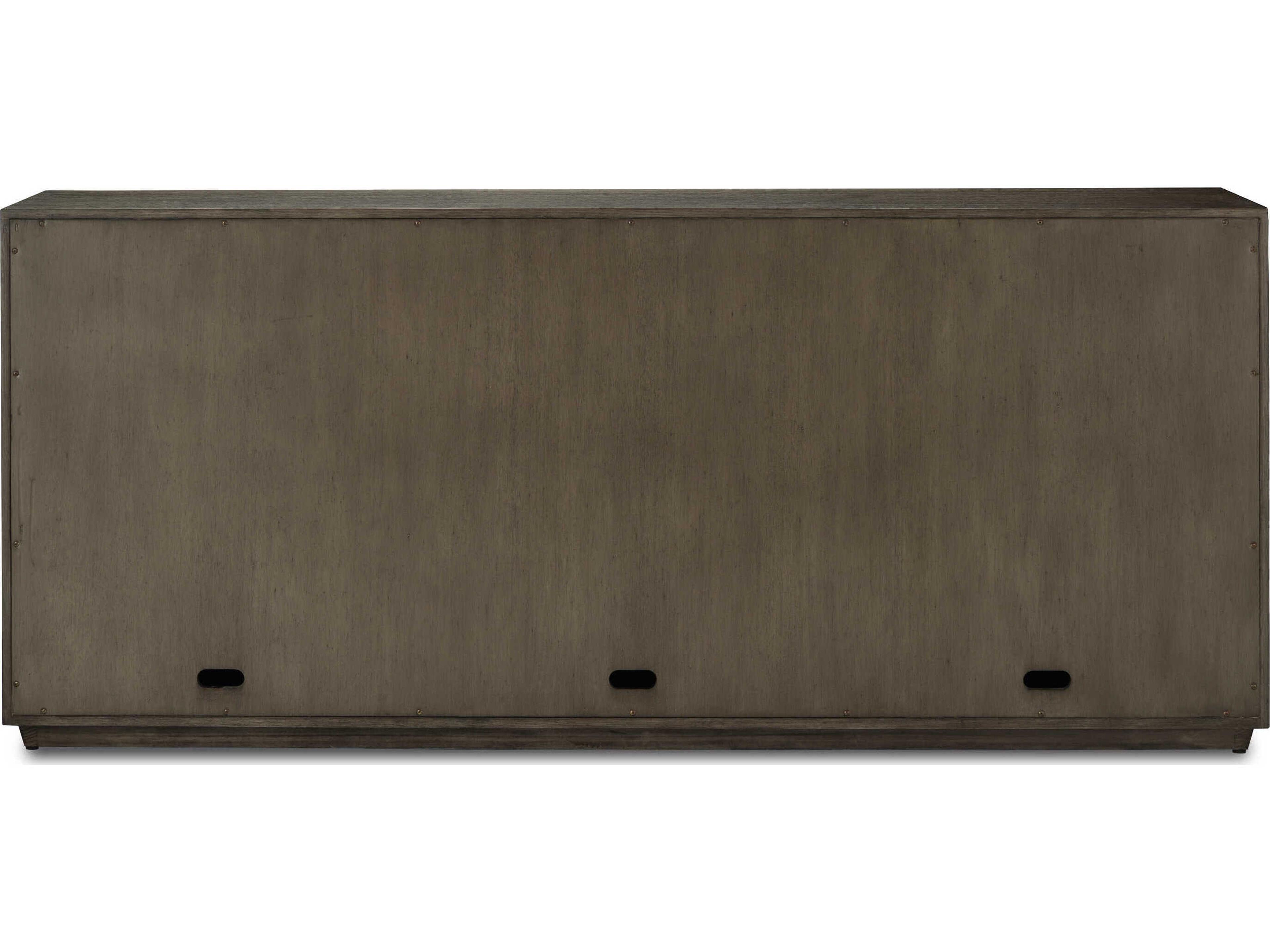 Currey & Company Kendall 78" Solid Wood Dove Gray Polished Brass Credenza Sideboard