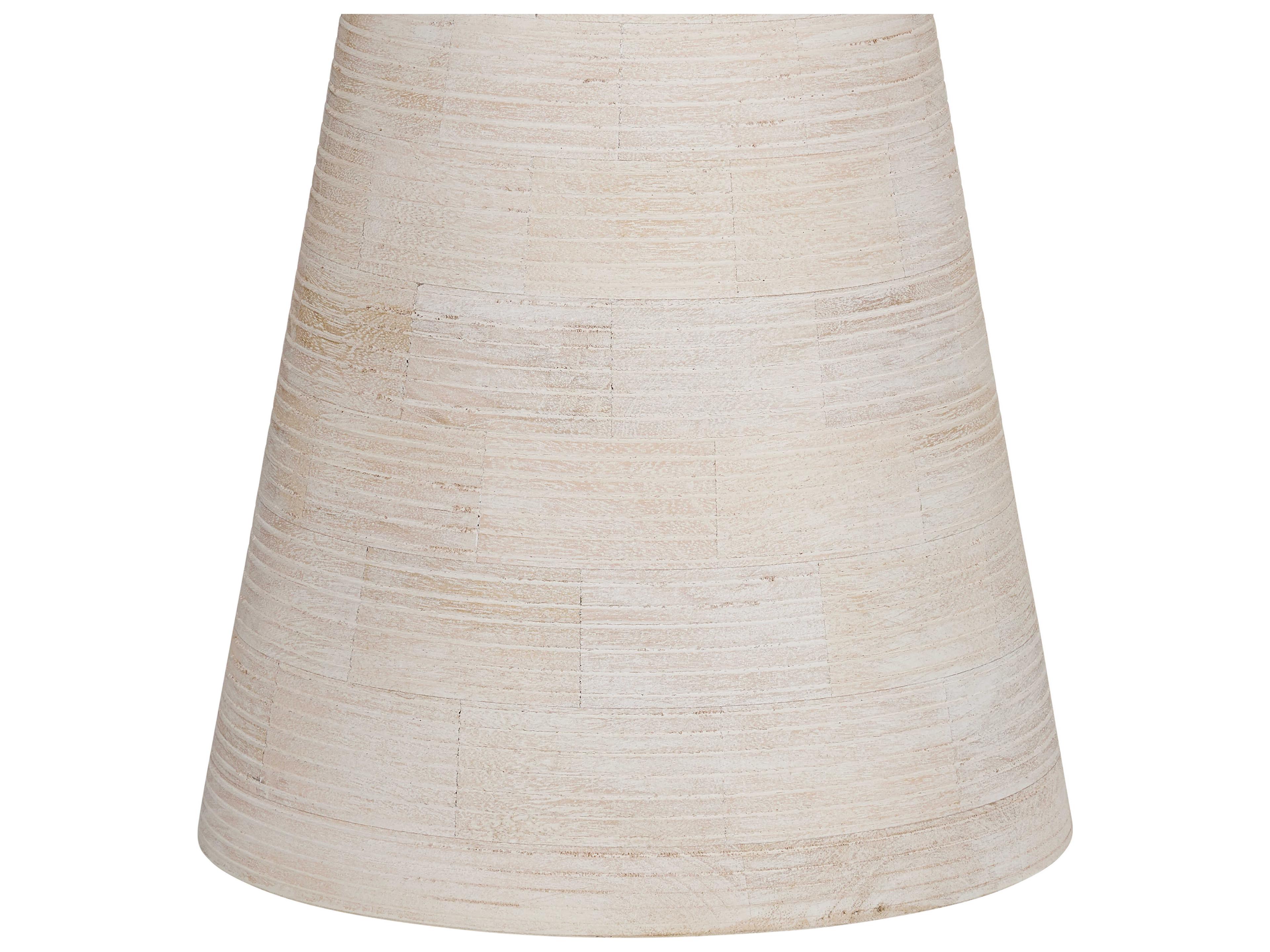 Luxecor Gati Round Wood Whitewash End Table