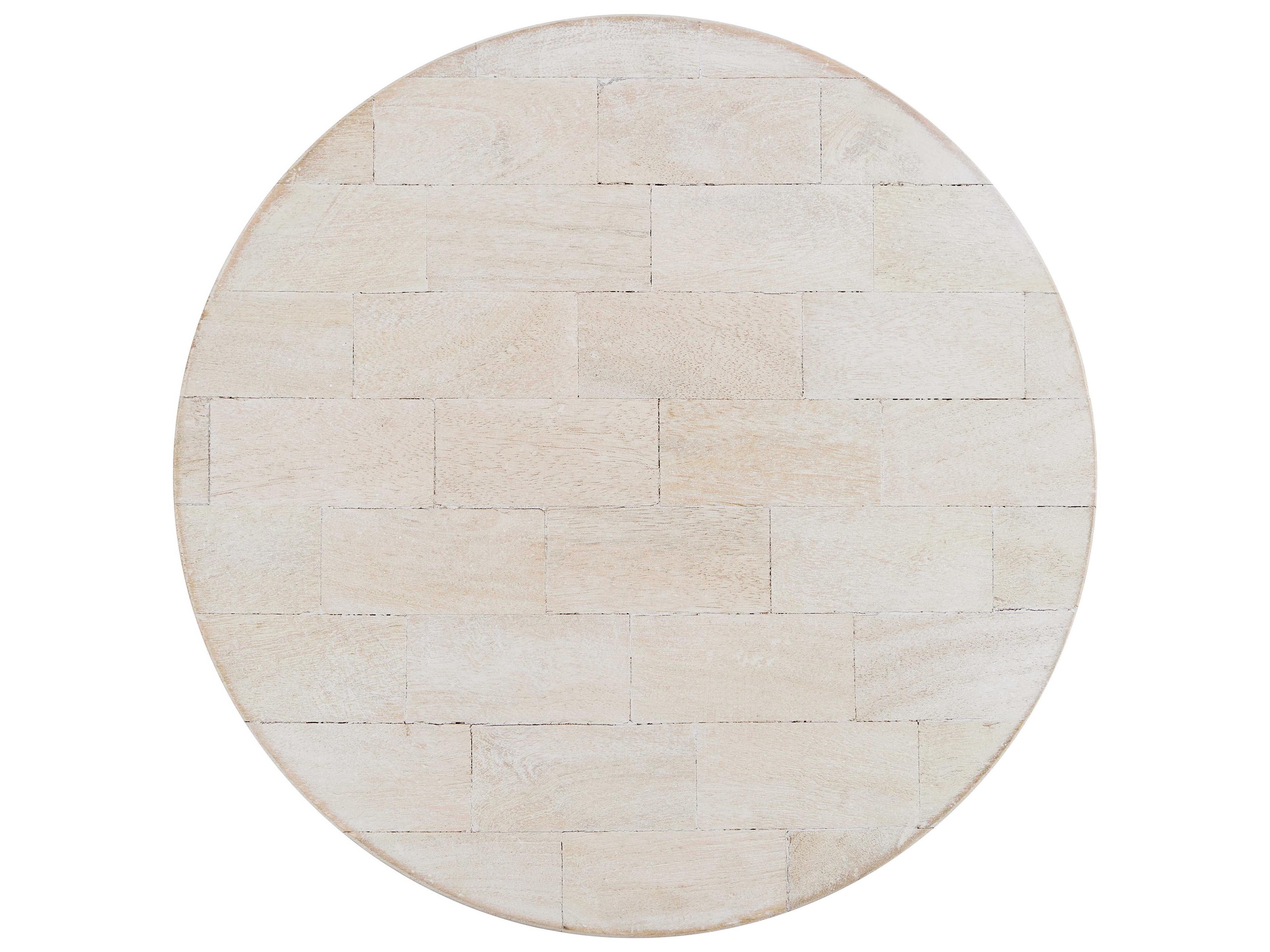 Luxecor Gati Round Wood Whitewash End Table