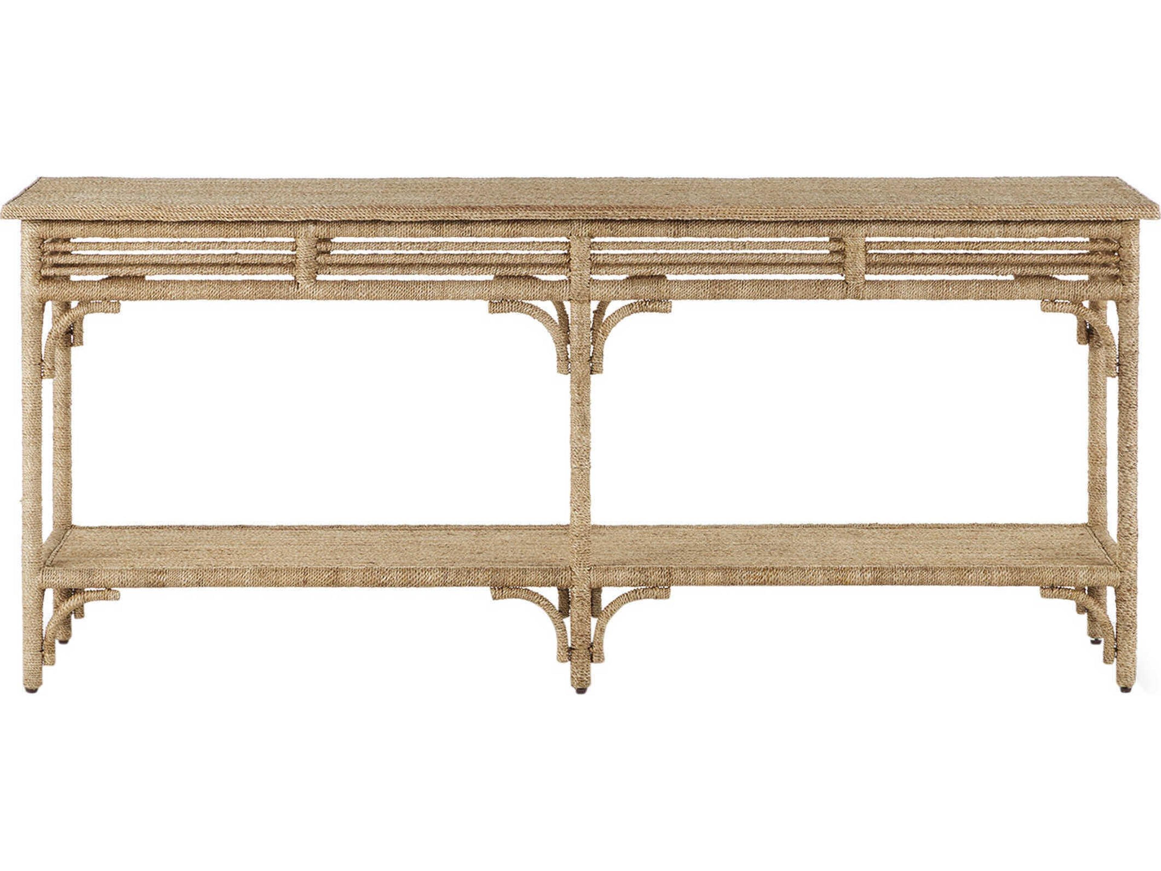 Currey & Company Olisa Rectangular Wood Natural Brown Carafe Console Table