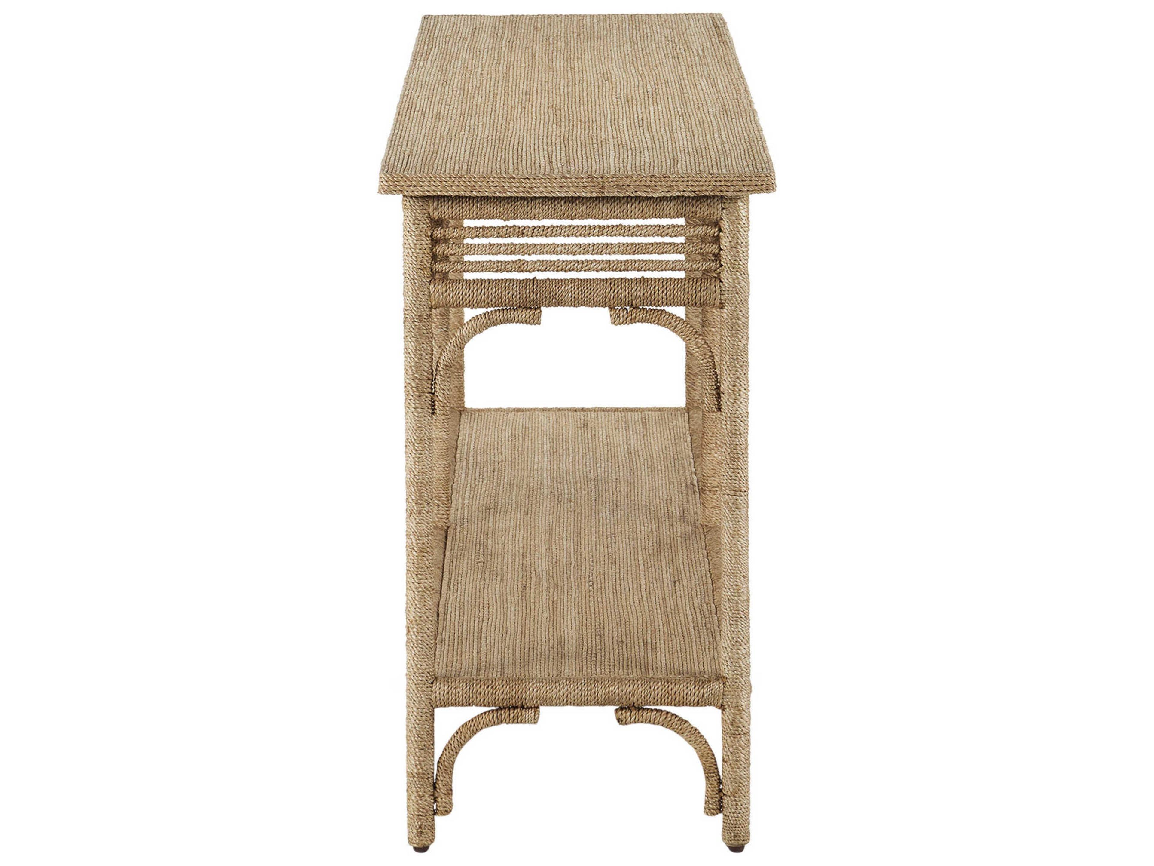 Currey & Company Olisa Rectangular Wood Natural Brown Carafe Console Table