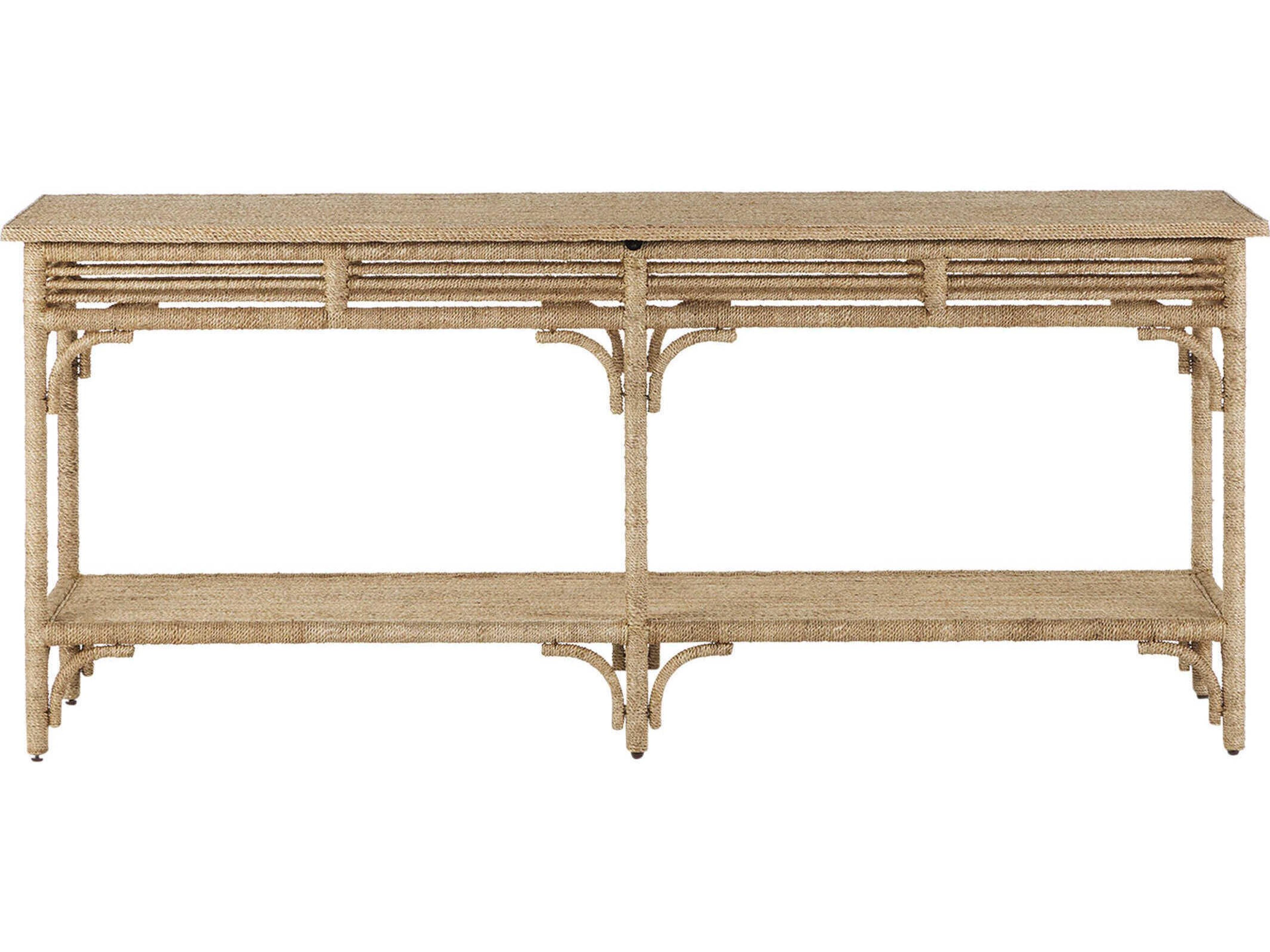 Currey & Company Olisa Rectangular Wood Natural Brown Carafe Console Table