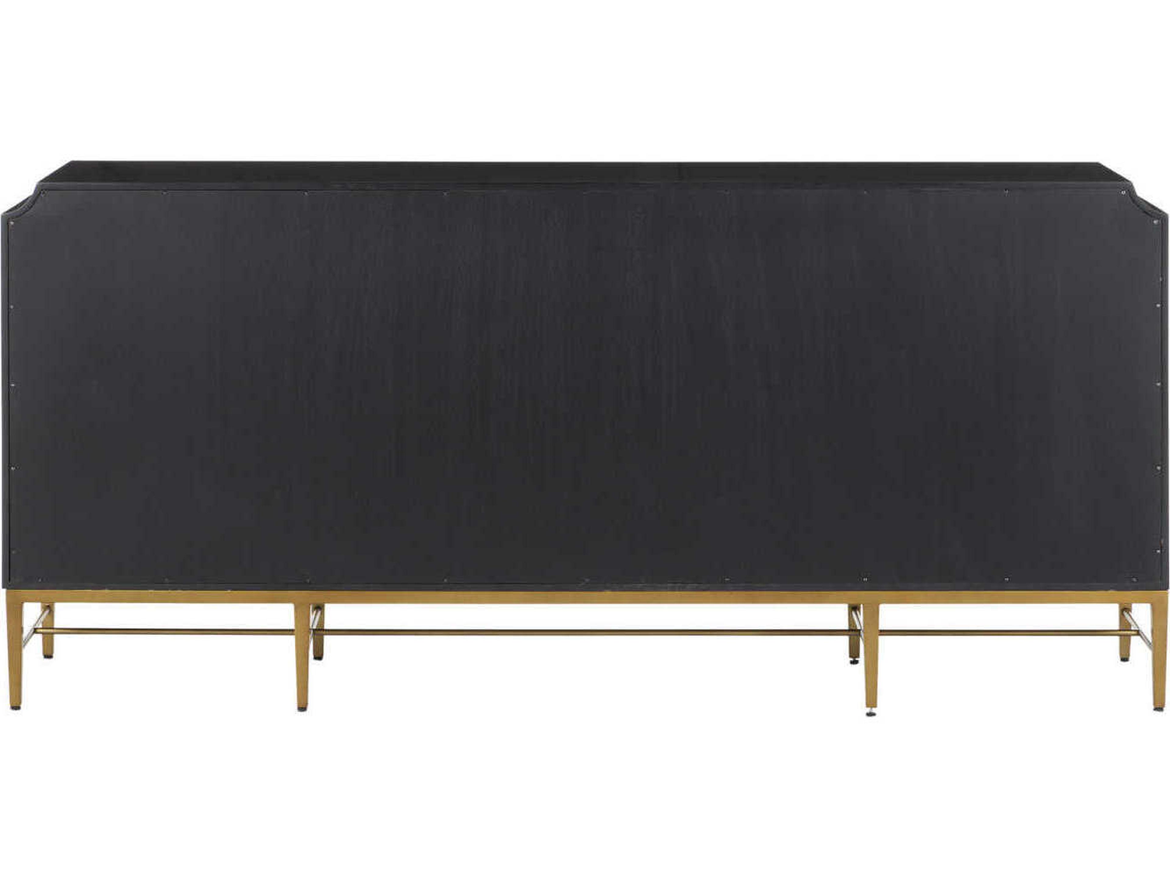Currey & Company Kallista 80" Hardwood Dark Sapphire Caviar Black Sideboard