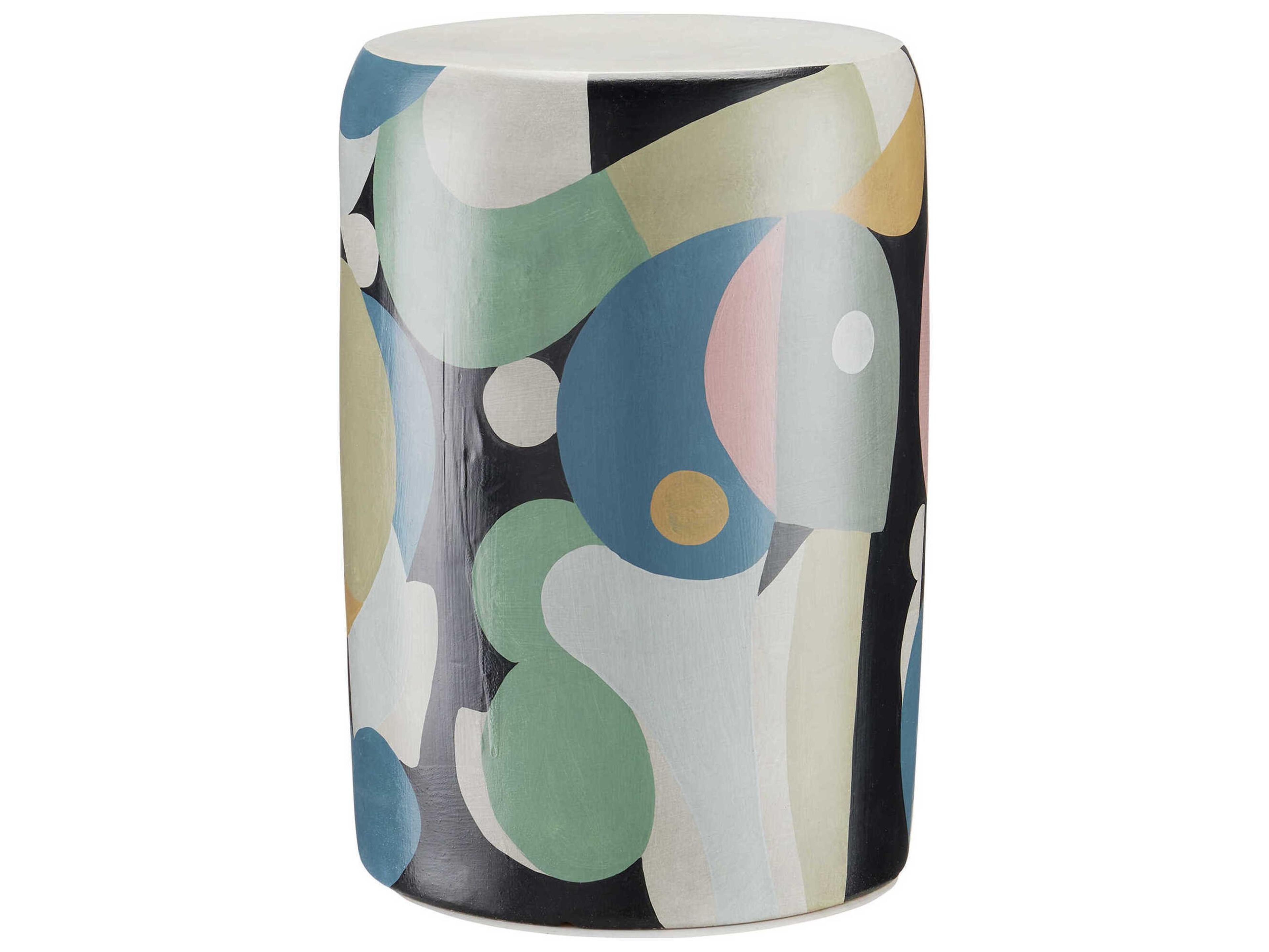 So Nouveau Round Ceramic Multicolor End Table