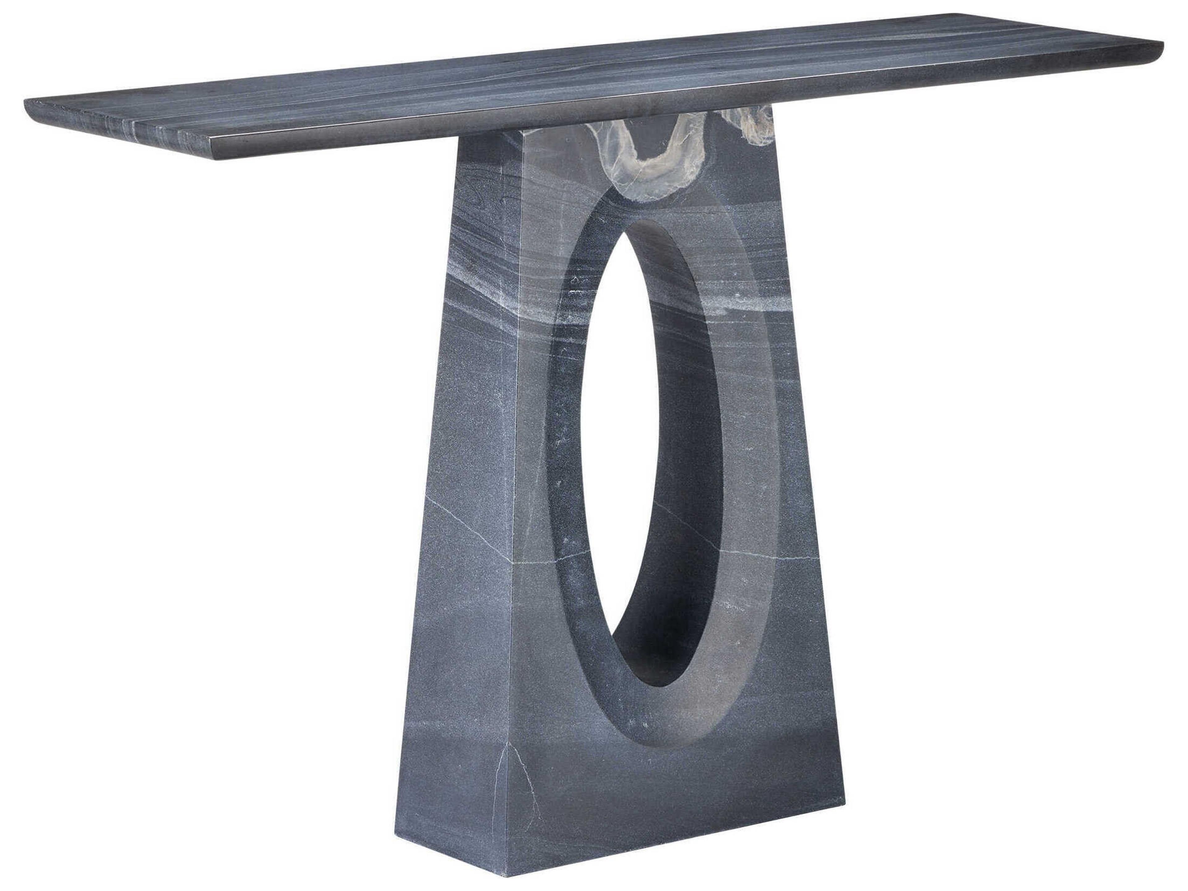 Demi Rectangular Marble Black Console Table