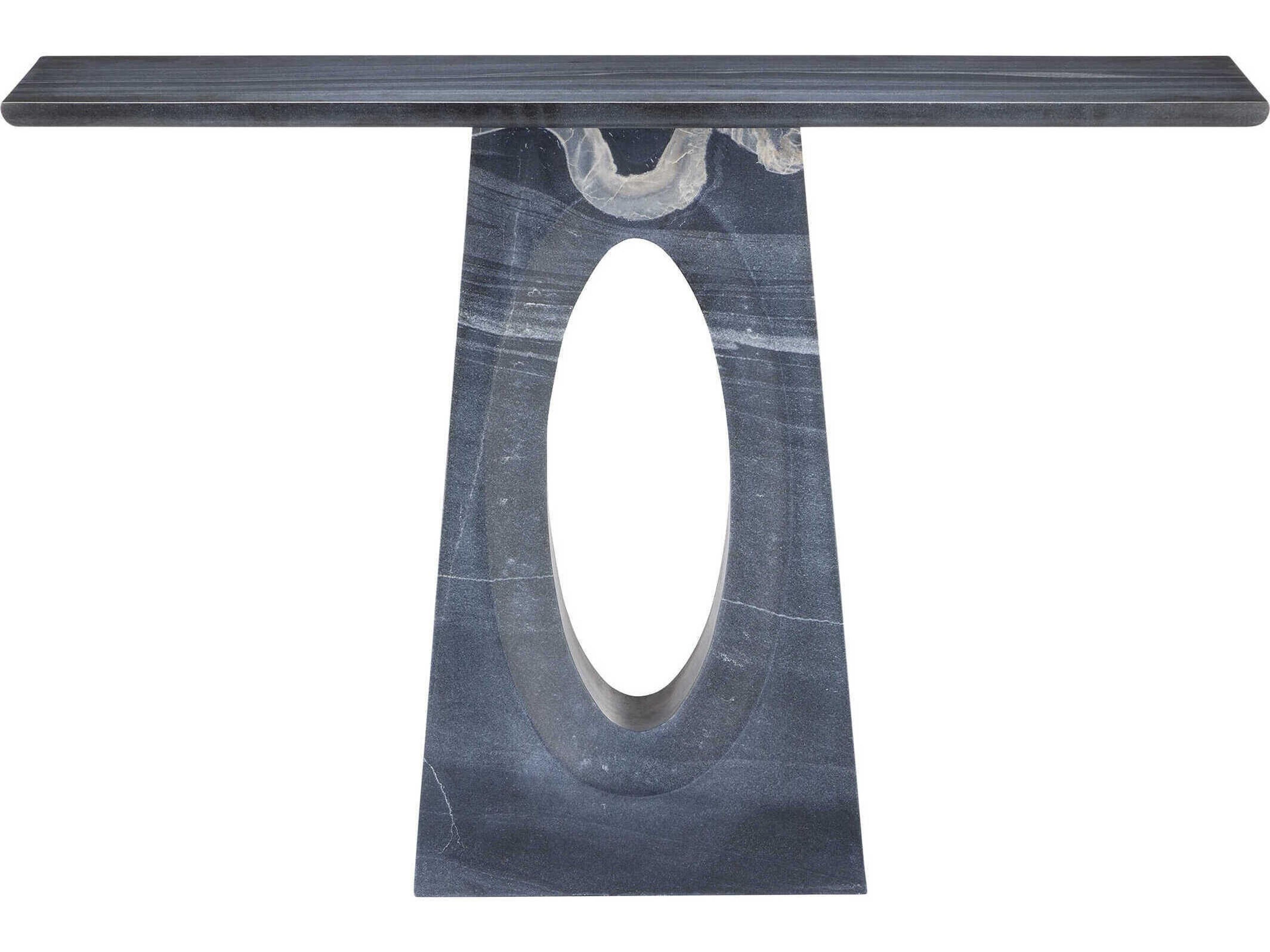 Currey & Company Demi Rectangular Marble Black Console Table