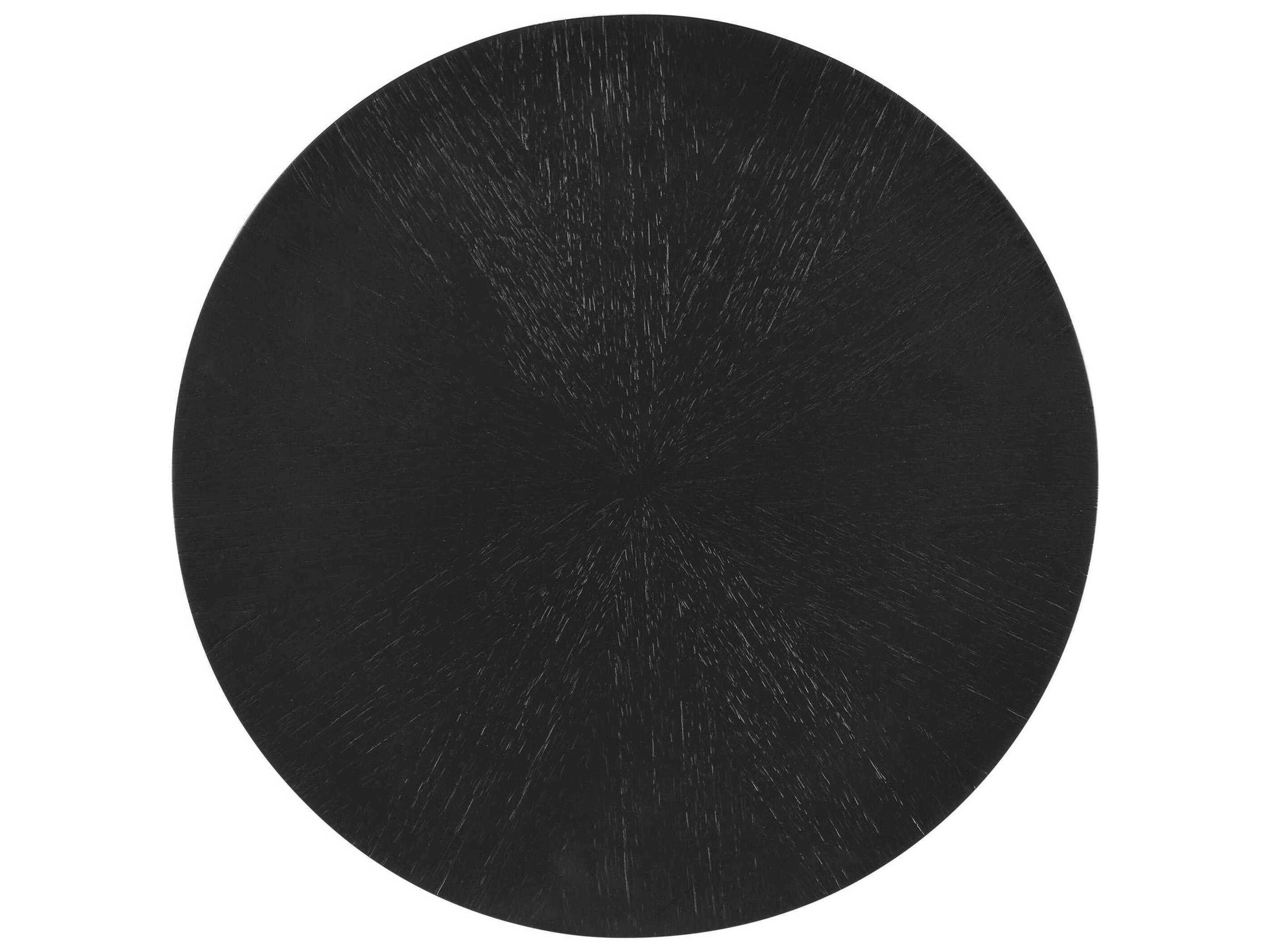 Currey & Company Blake Round Wood Matte Caviar Black Polished Brass End Table