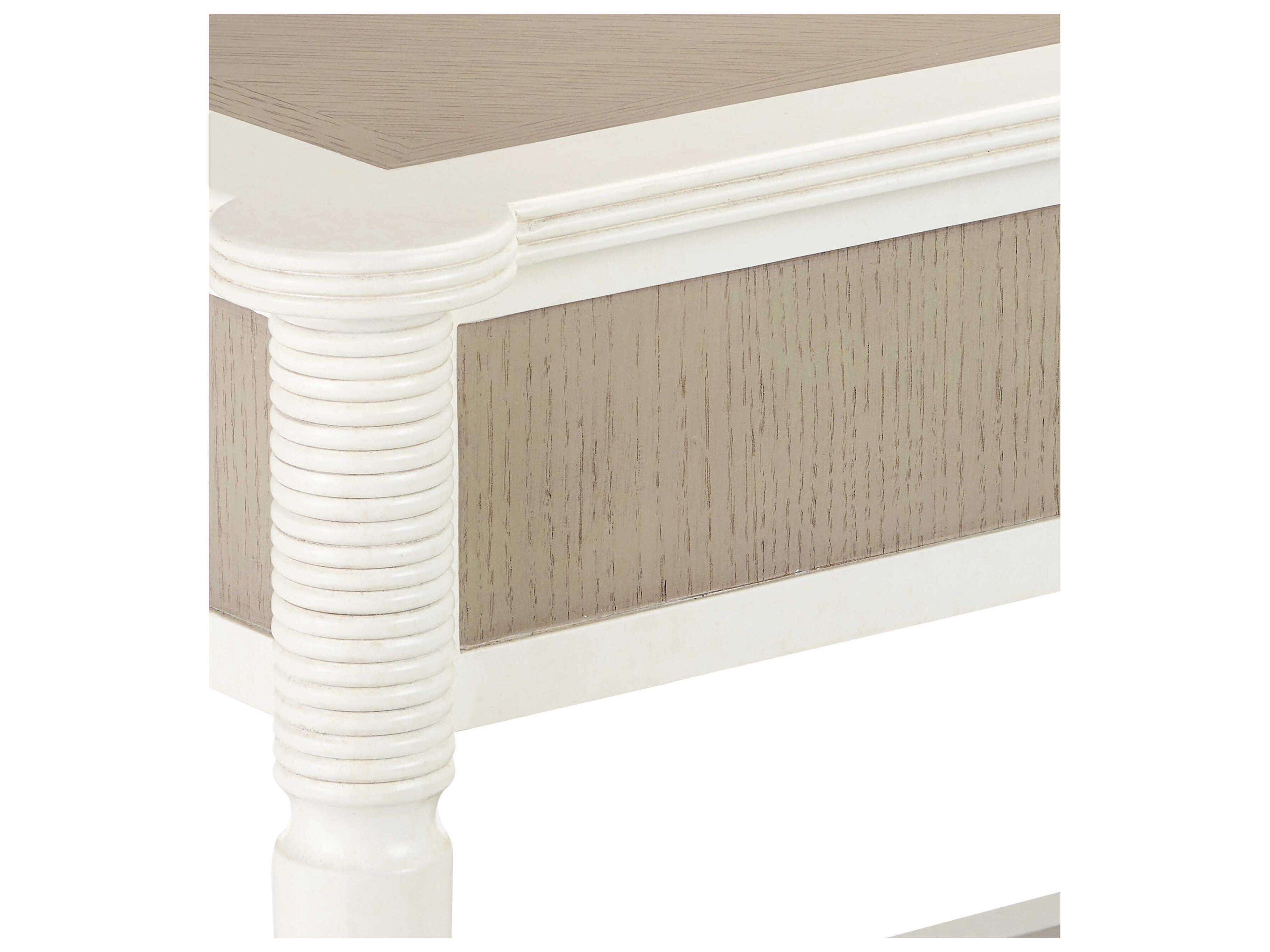 Currey & Company Aster Rectangular Wood Off White Fog Polished Brass Console Table