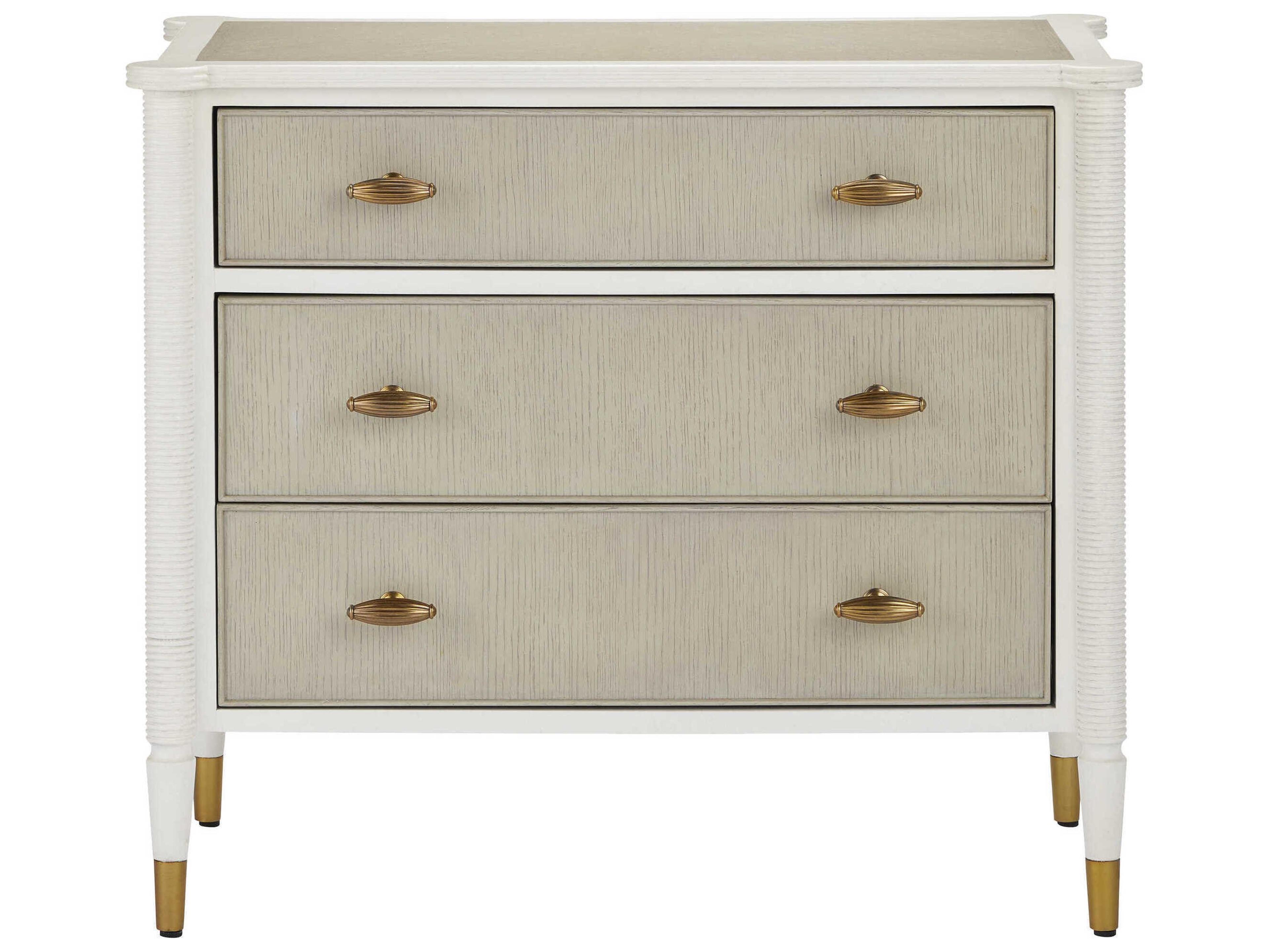 Currey & Company Aster 3-Drawers Mahogany Wood Chest Nightstand