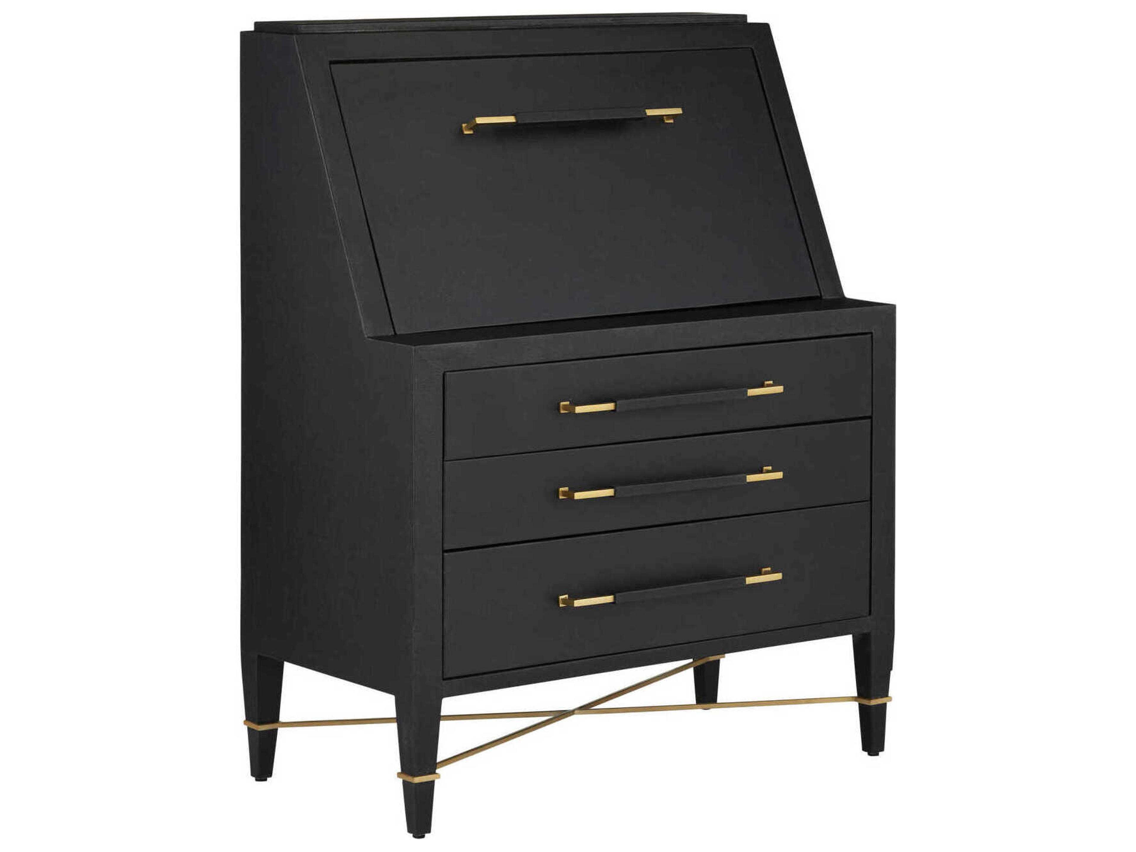 Verona Black Mahogany Wood Secretary Desk