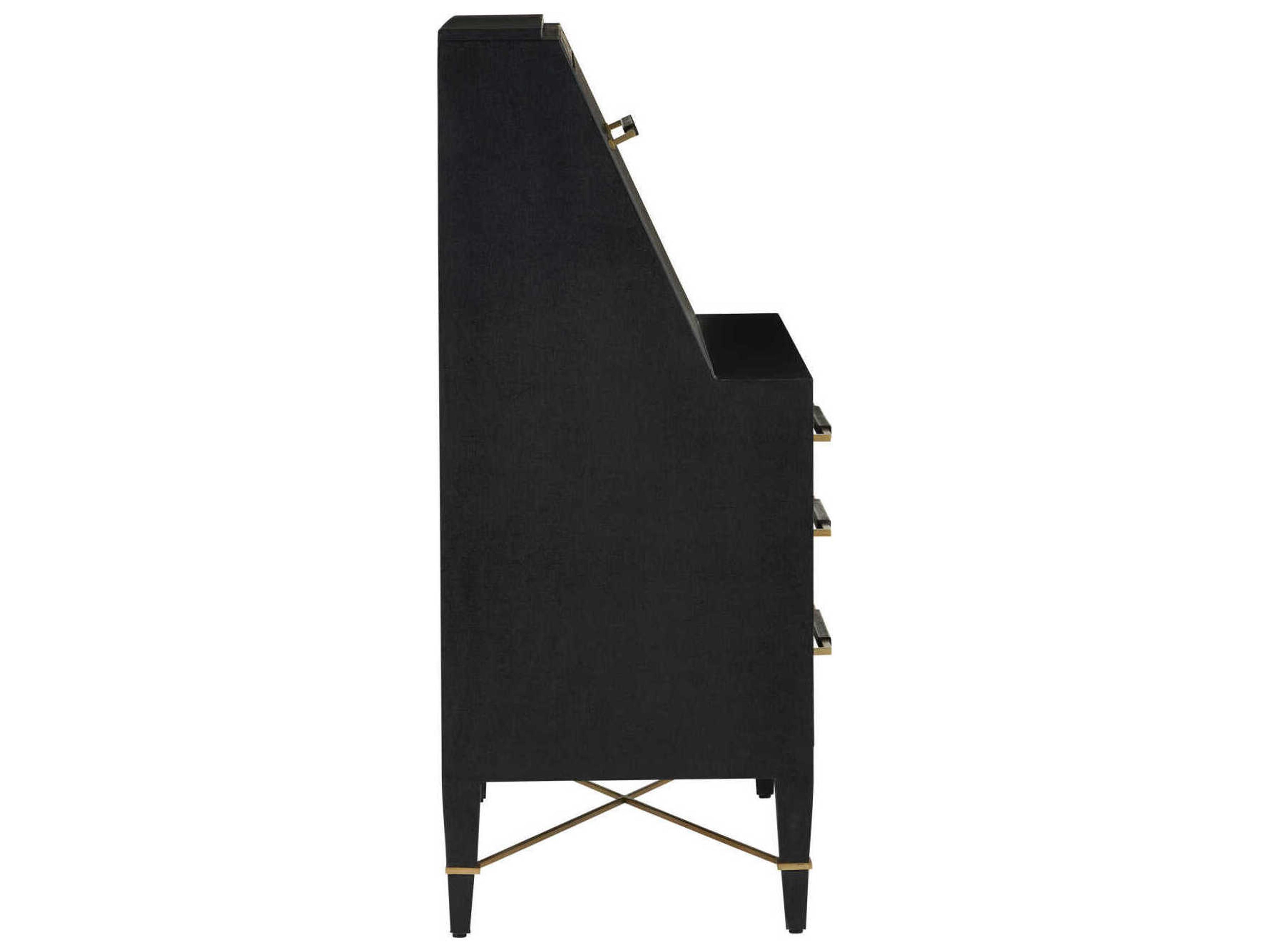 Currey & Company Verona Black Mahogany Wood Secretary Desk