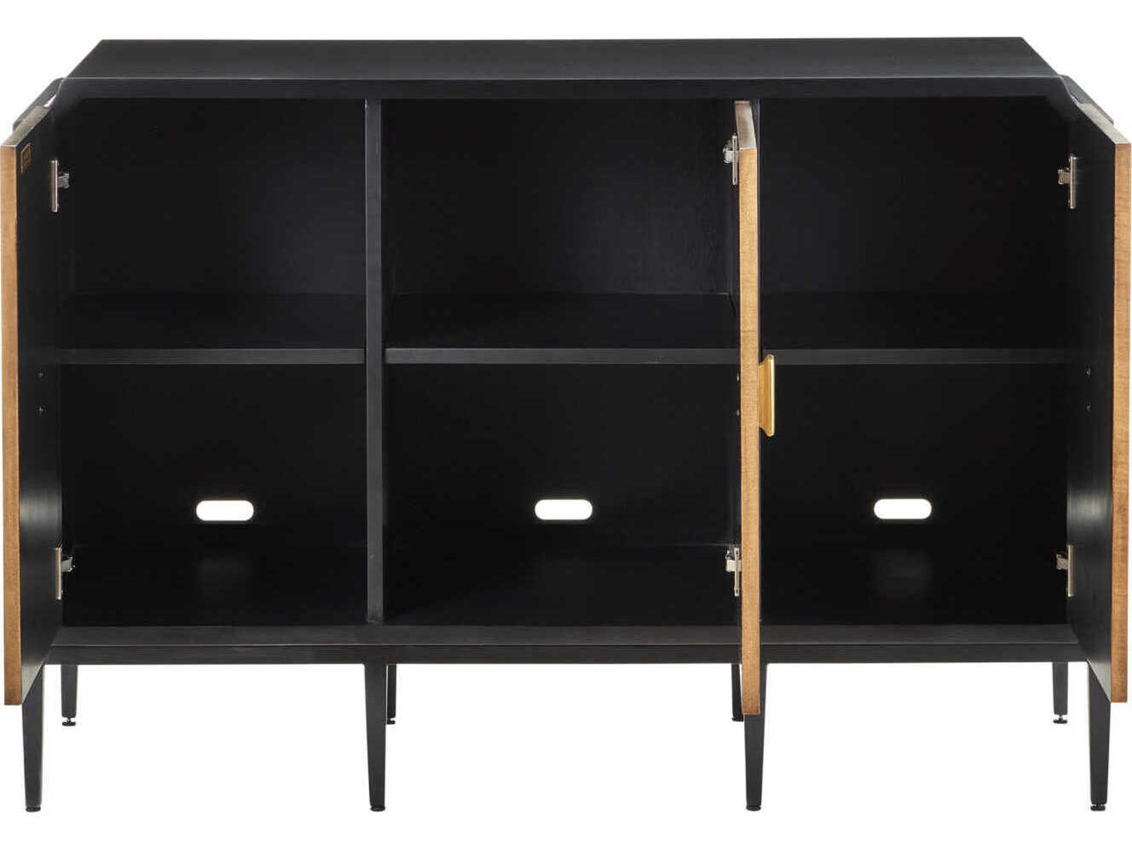 Currey & Company Kallista 54" Hardwood Taupe Caviar Black Polished Brass Sideboard