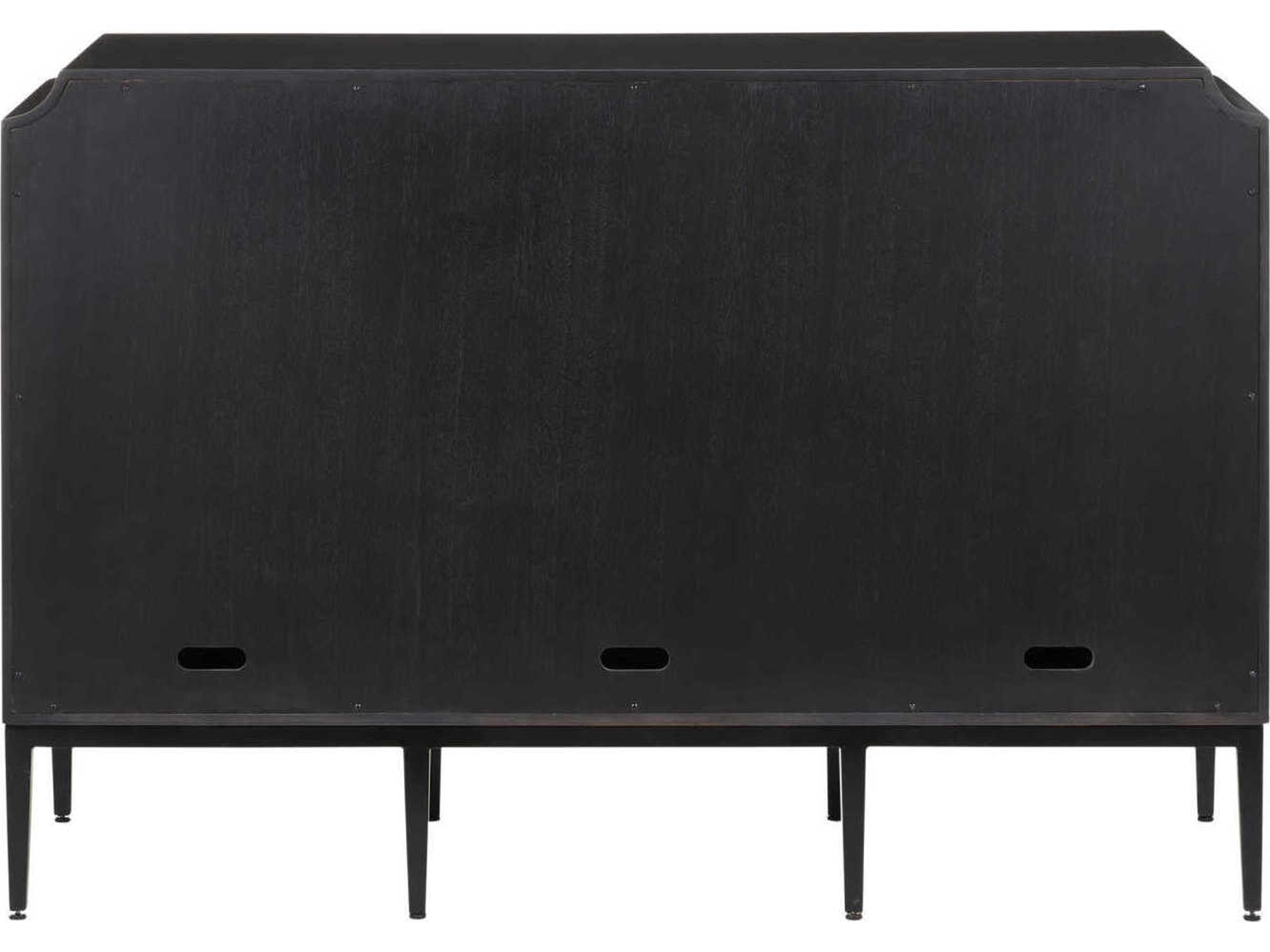 Currey & Company Kallista 54" Hardwood Taupe Caviar Black Polished Brass Sideboard