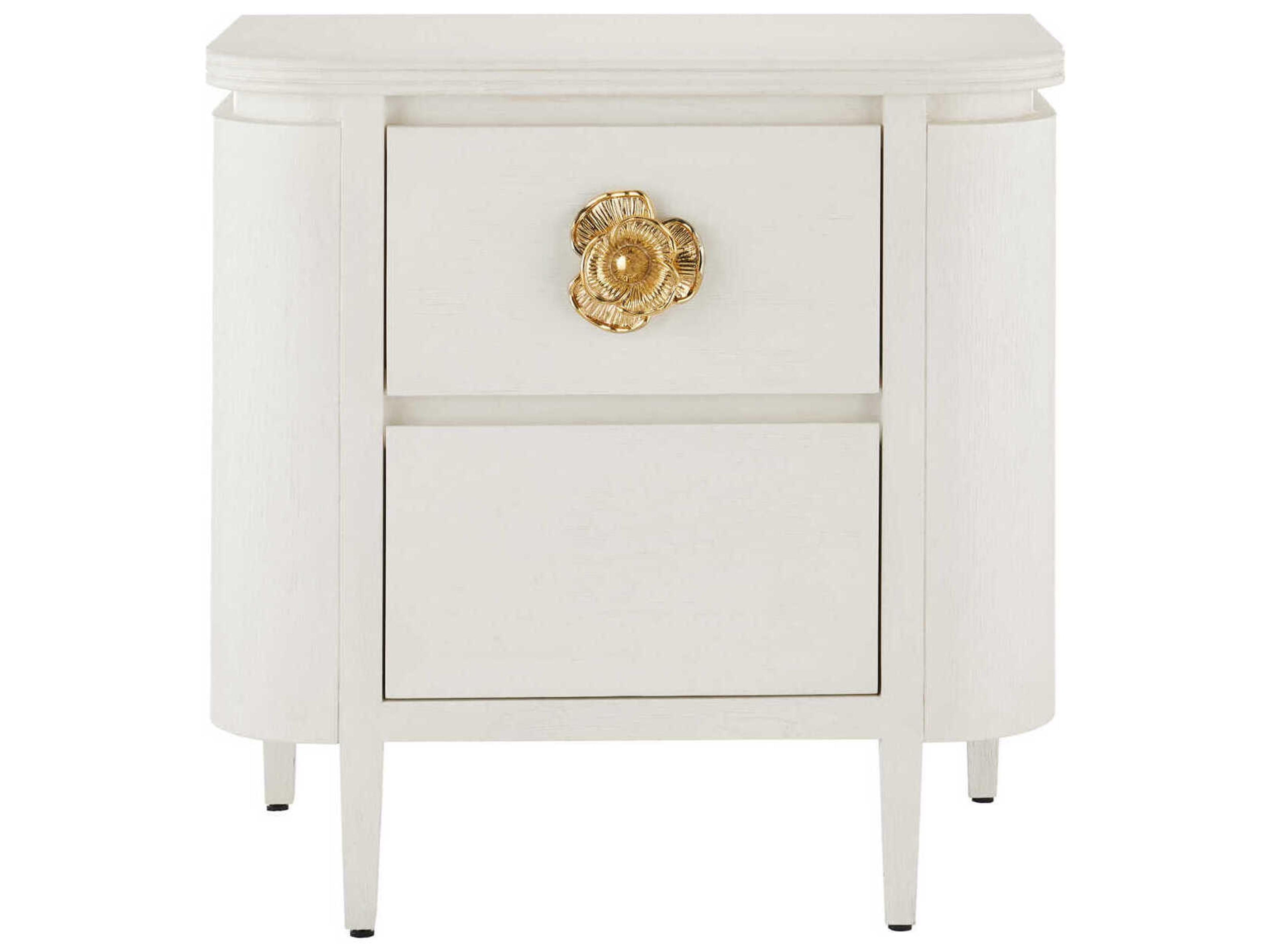 Currey & Company Briallen 2-Drawers Oak Wood Nightstand