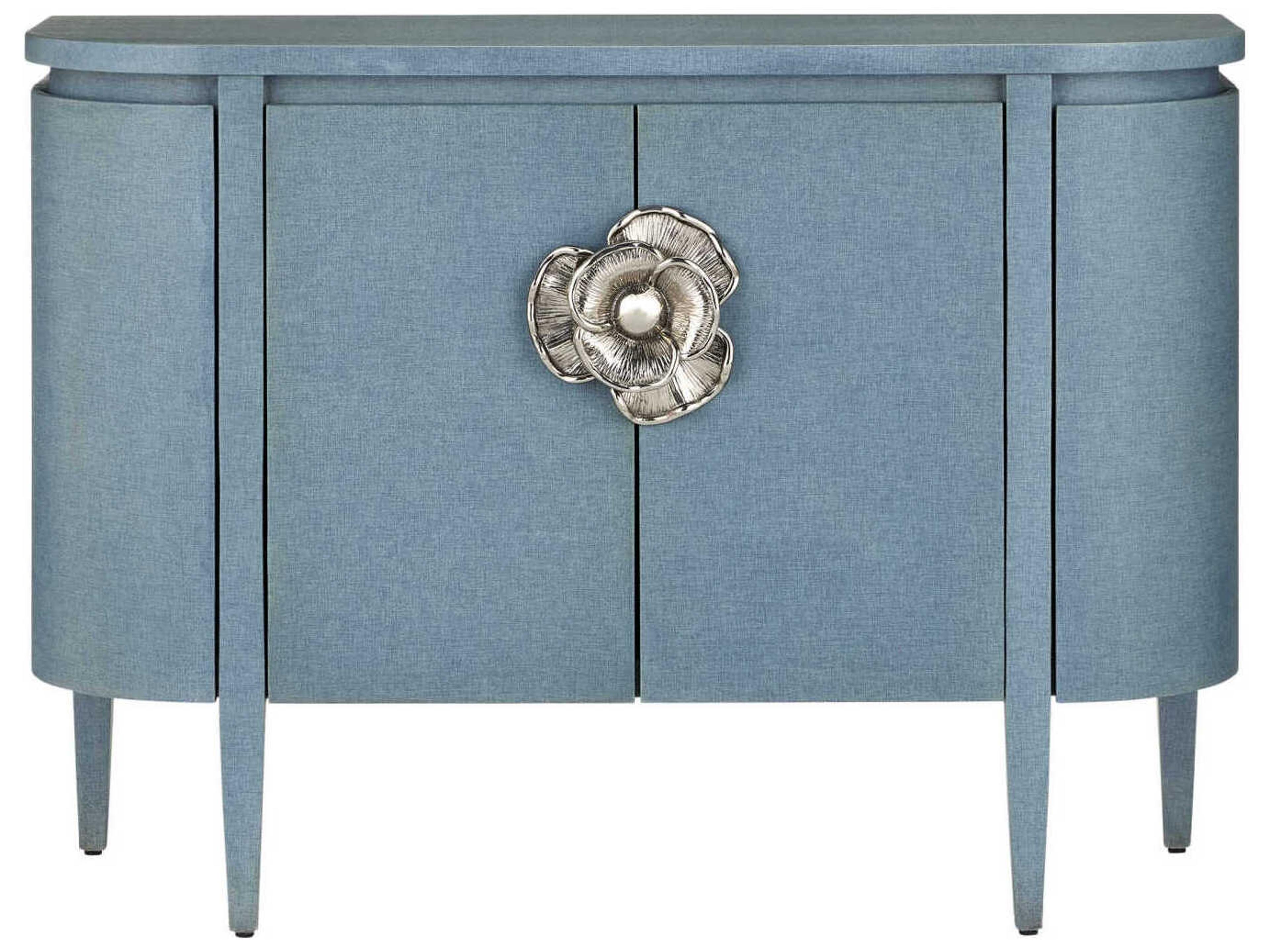 Currey & Company Briallen Blue Oak Wood Accent Chest