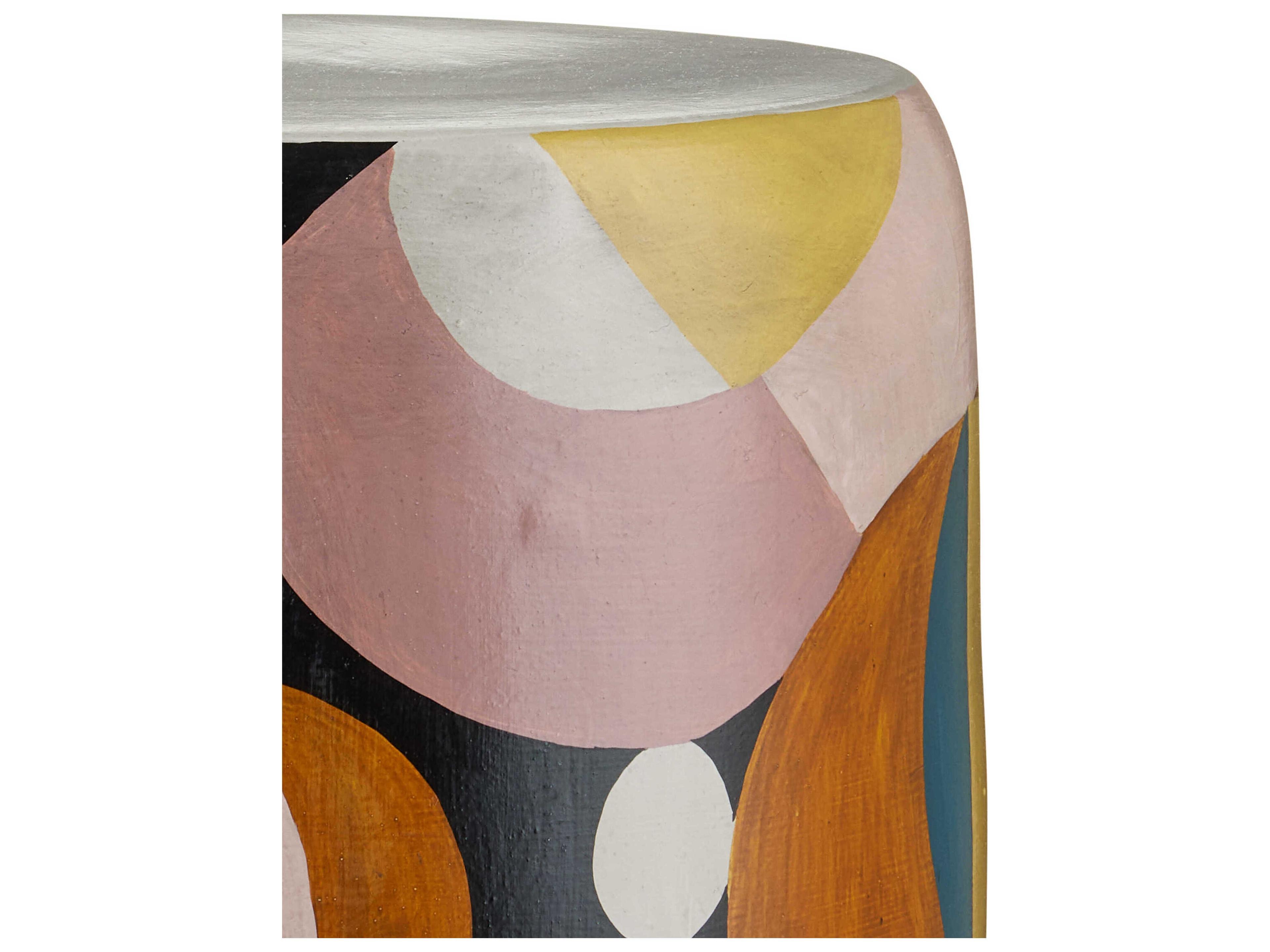 Currey & Company So Nouveau 12" Round Stone Multicolor End Table