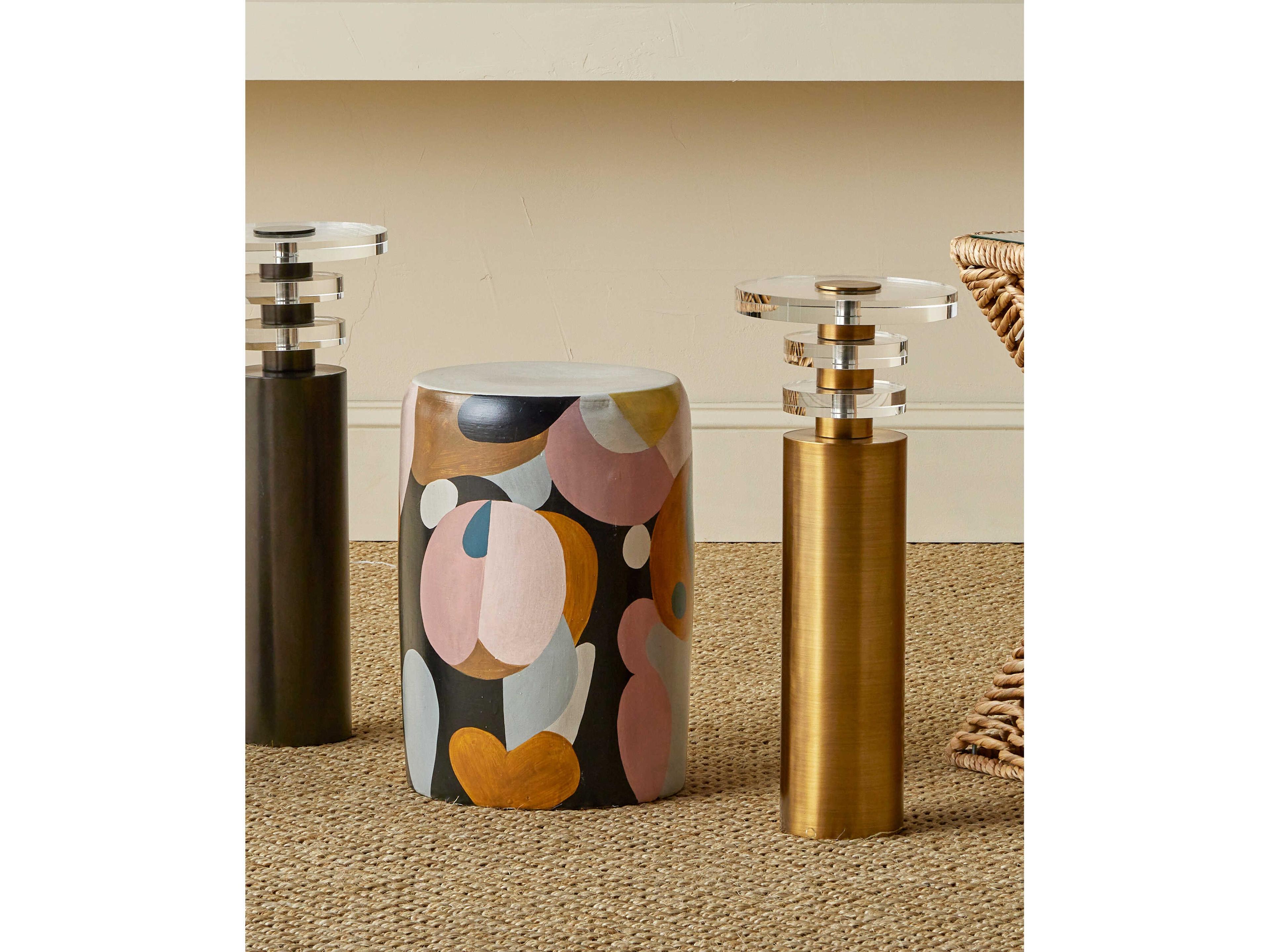 Currey & Company So Nouveau 12" Round Stone Multicolor End Table