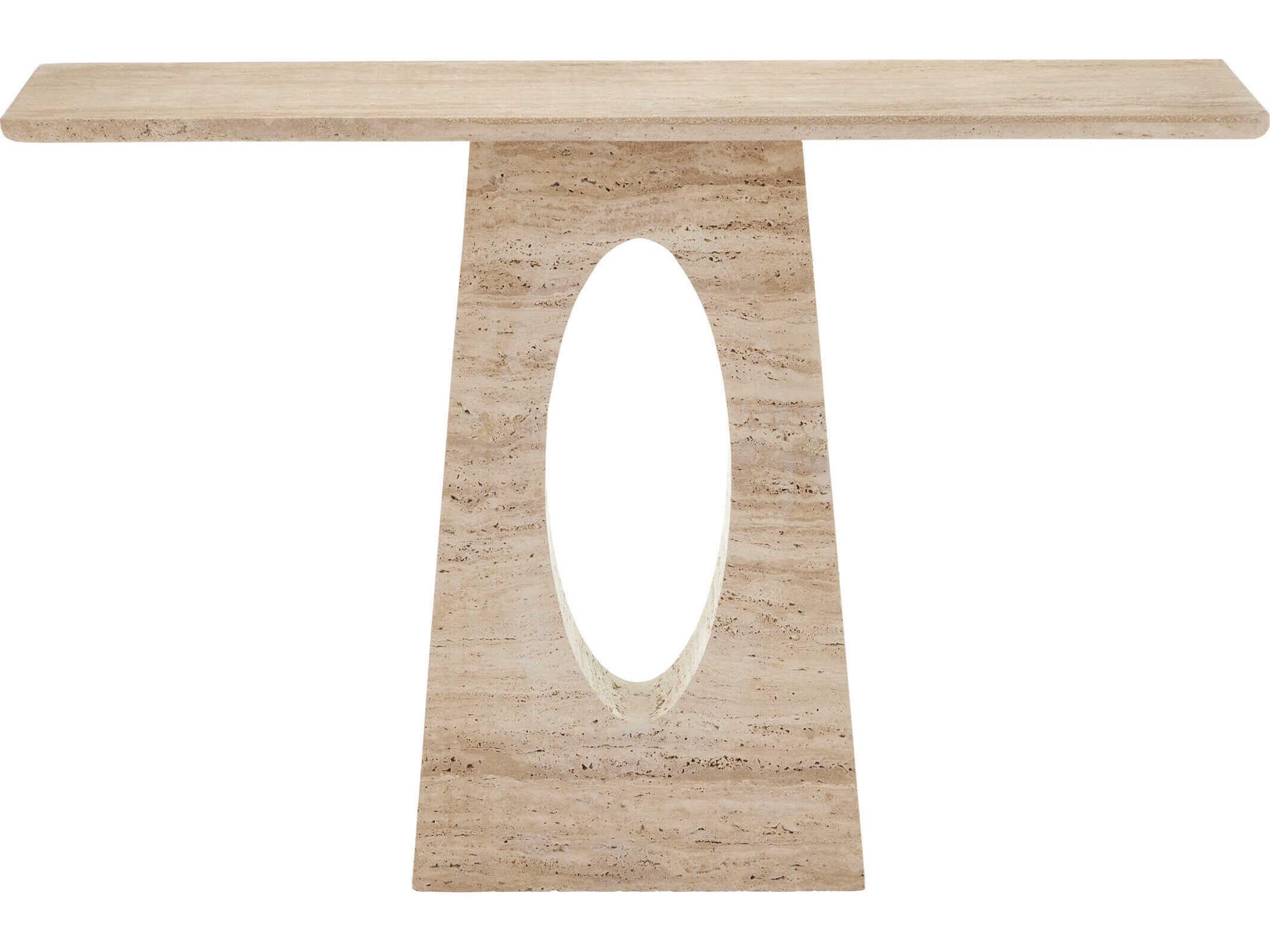 Currey & Company Demi 48" Rectangular Stone Natural Beige Console Table