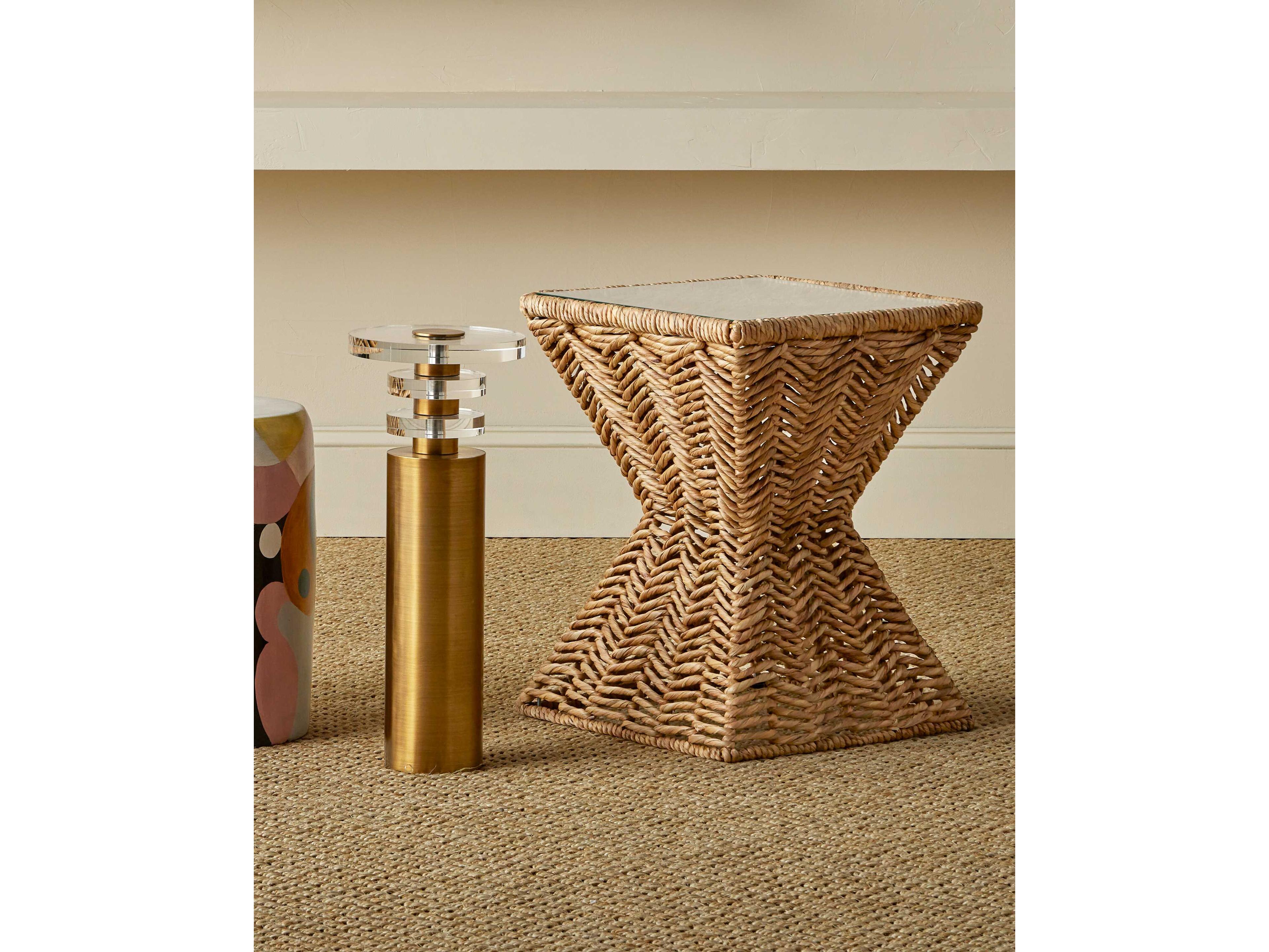 Currey & Company Hadi 18" Square Glass Natural Clear End Table