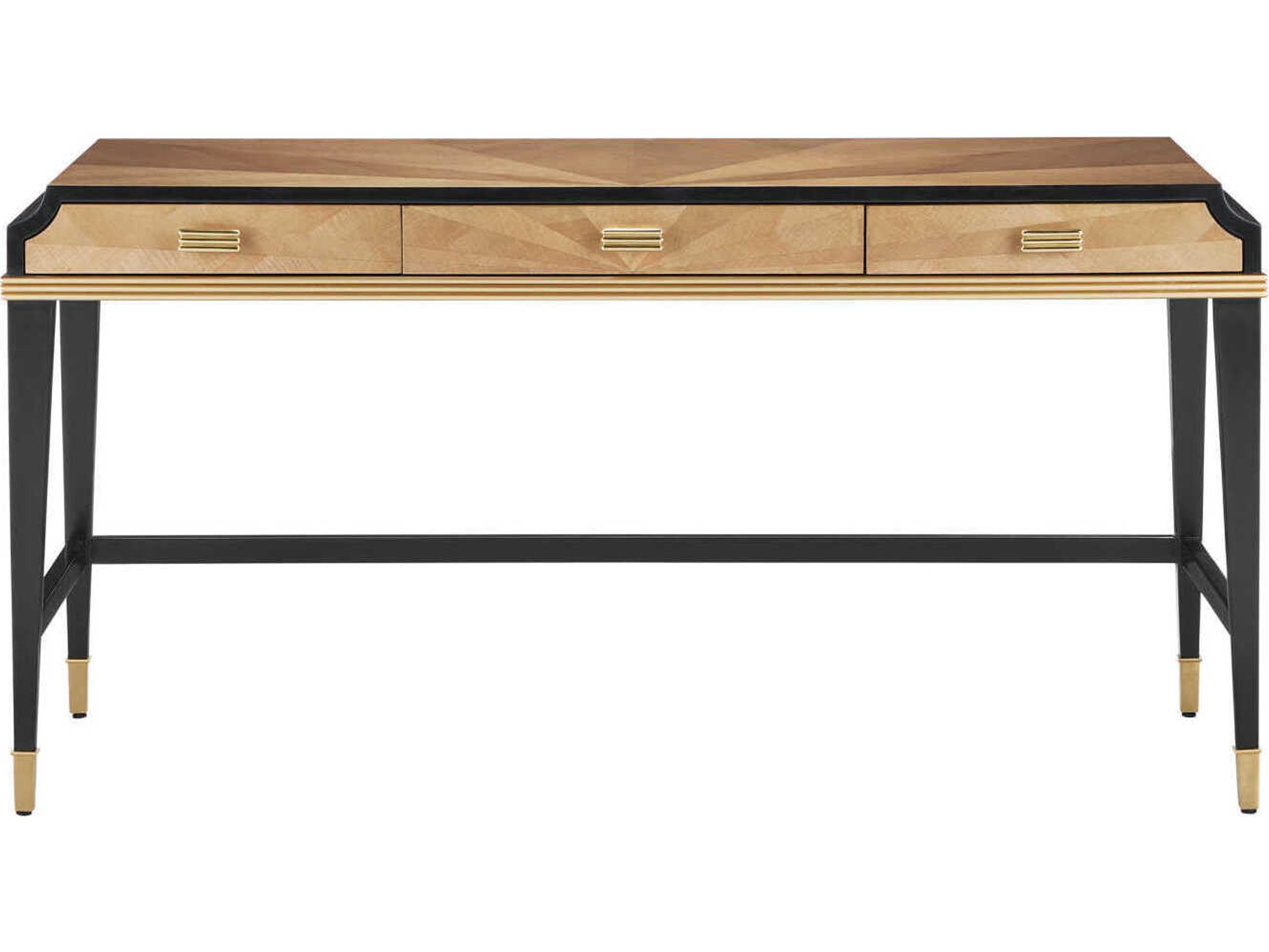 Currey & Company Kallista Taupe Caviar Black Secretary Desk