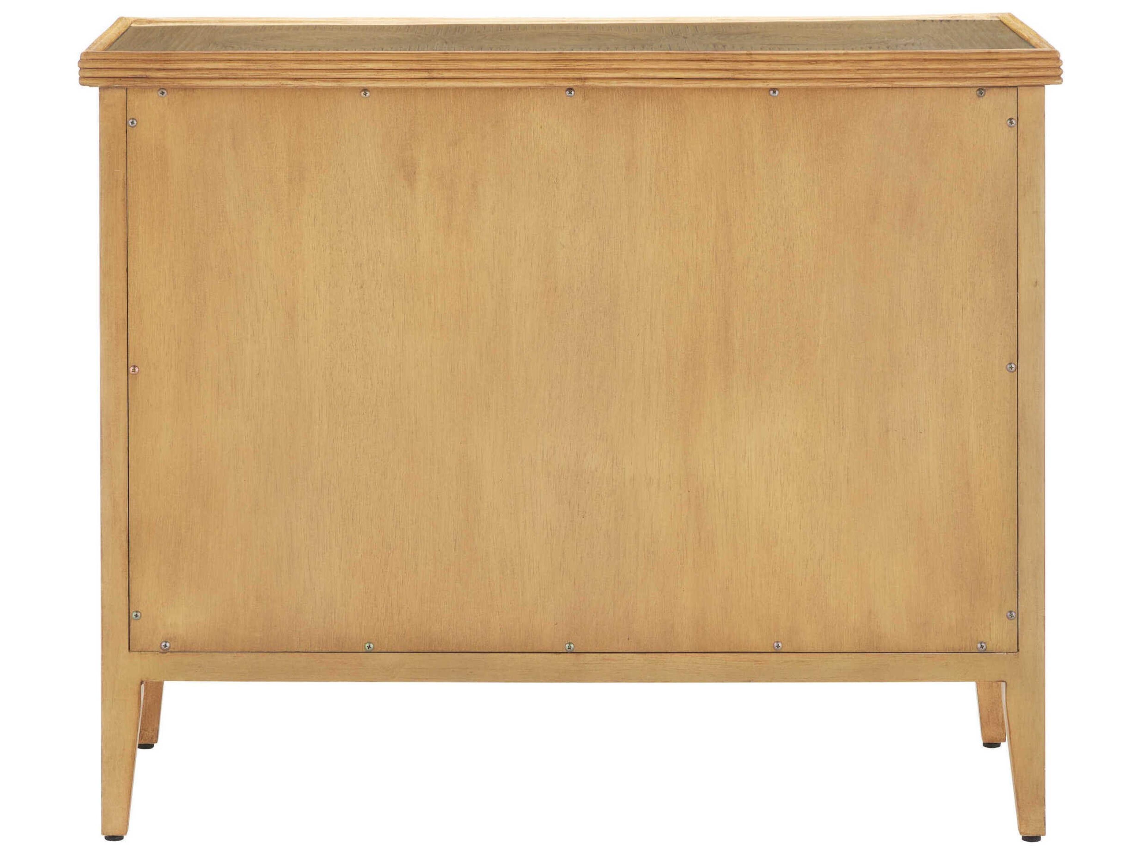 Currey & Company Santos 38" Sea Sand Brass Clear Rattan Accent Chest