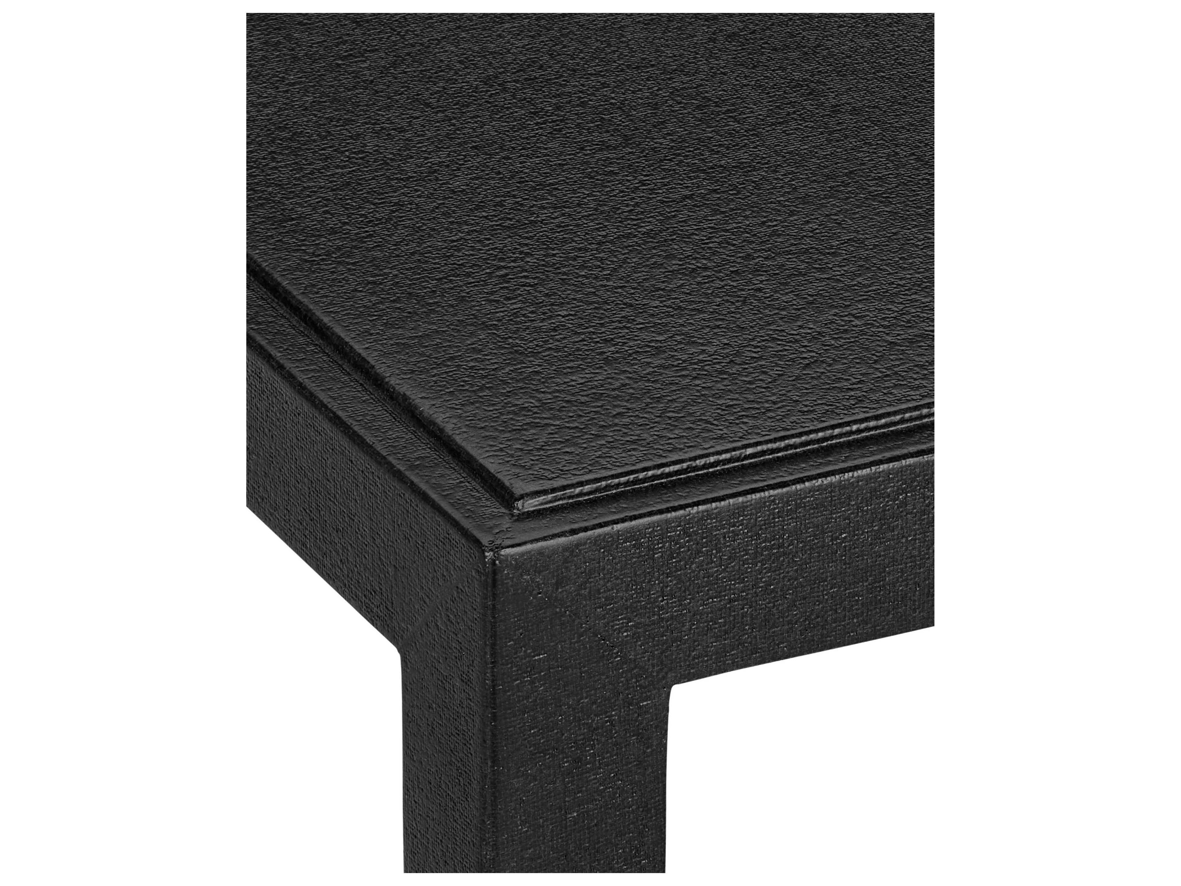 Currey & Company Verona 22" Square Fabric Black Lacquered Linen Champagne End Table