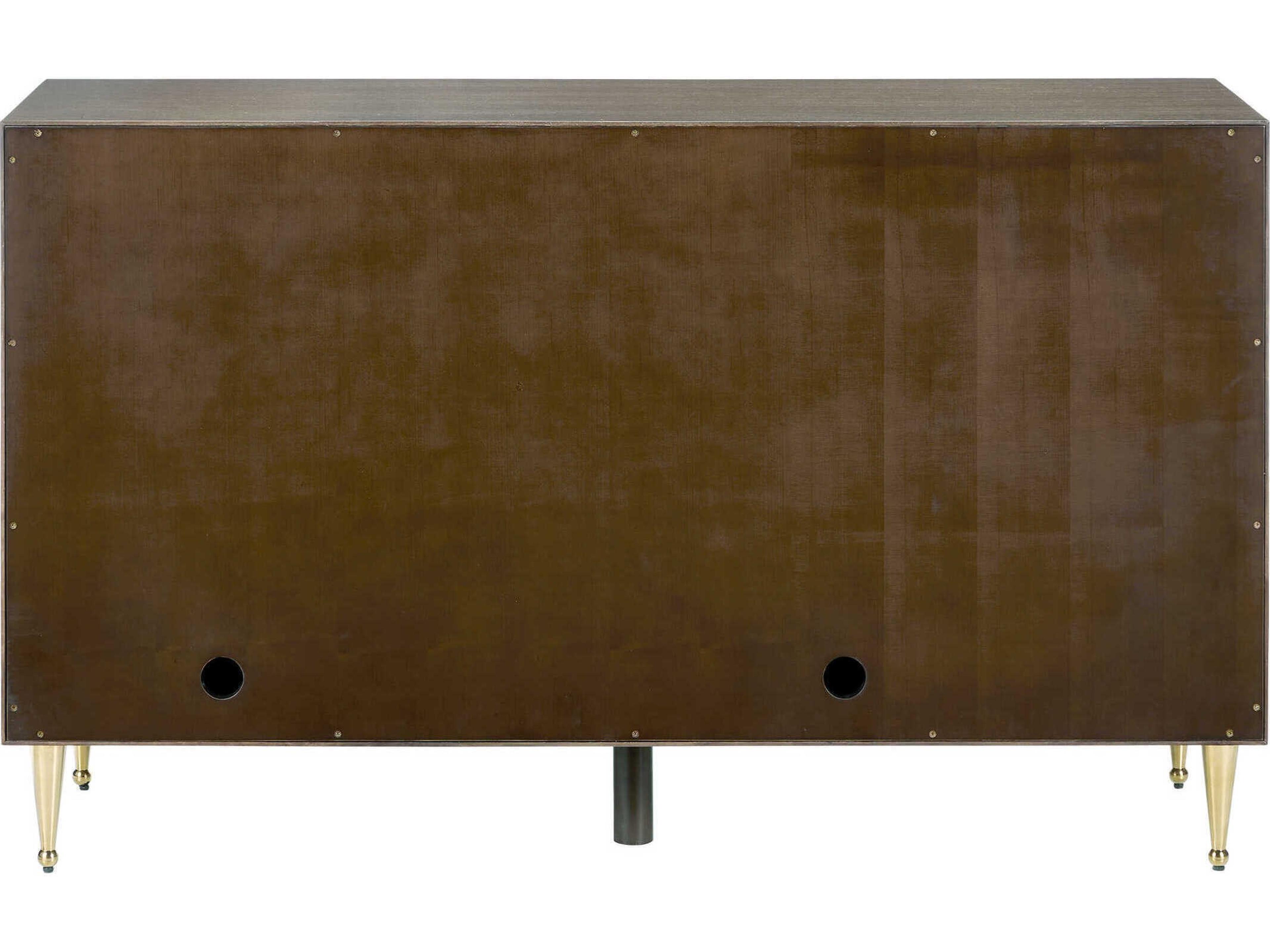 Currey & Company Colette 60" Tawny Brown Polished Brass Mirror Accent Chest