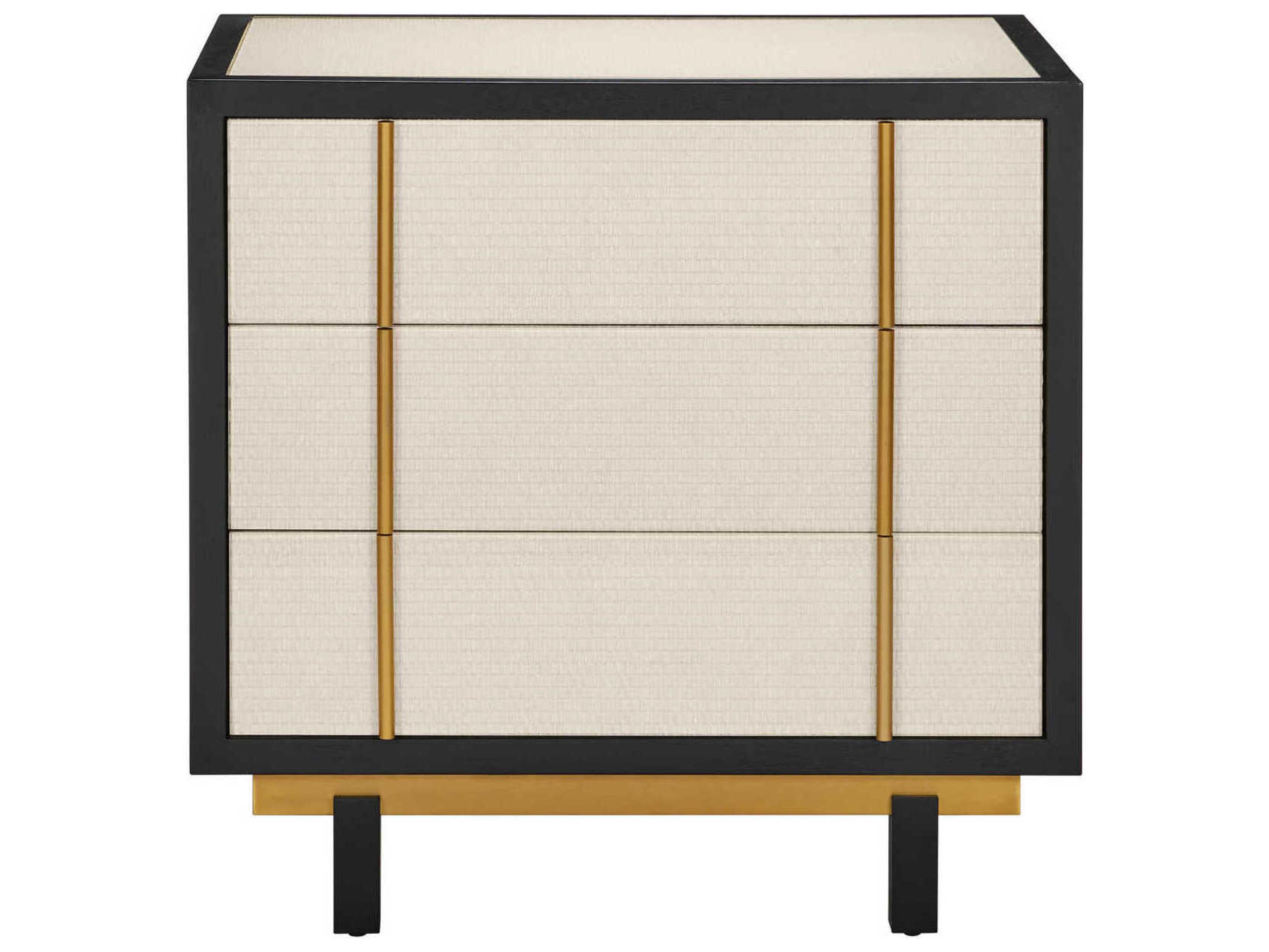 Currey & Company Deanna 3-Drawers Beige Nightstand