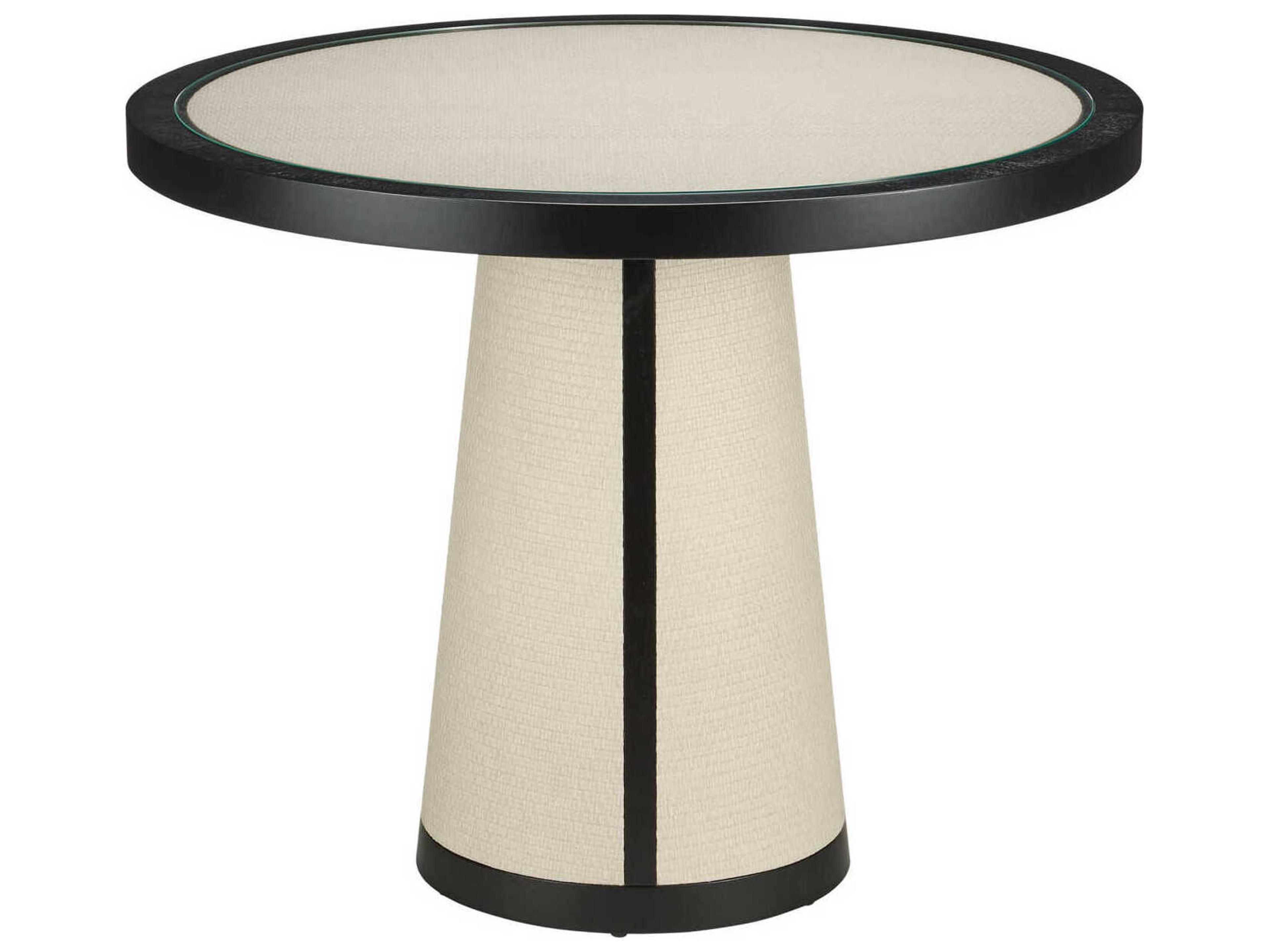 Currey & Company Deanna 38" Round Wood Ivory Black Foyer Table