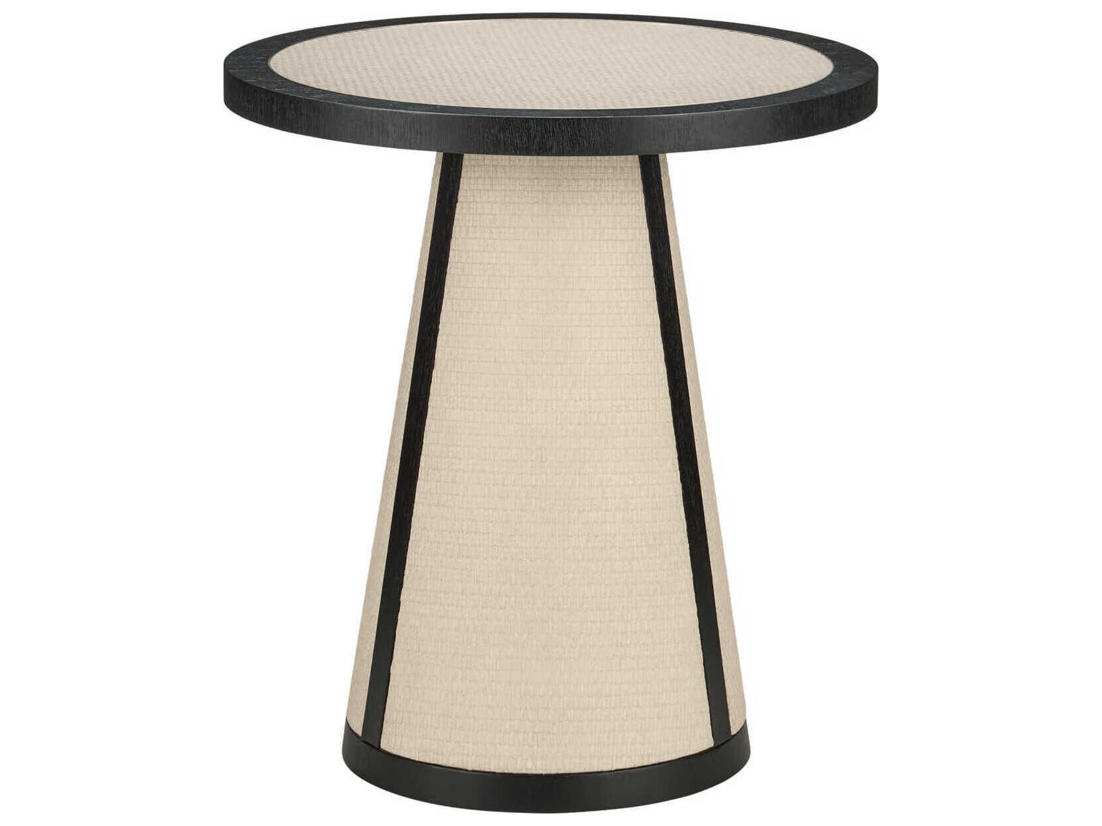 Currey & Company Deanna 22" Round Wood Ivory Black End Table