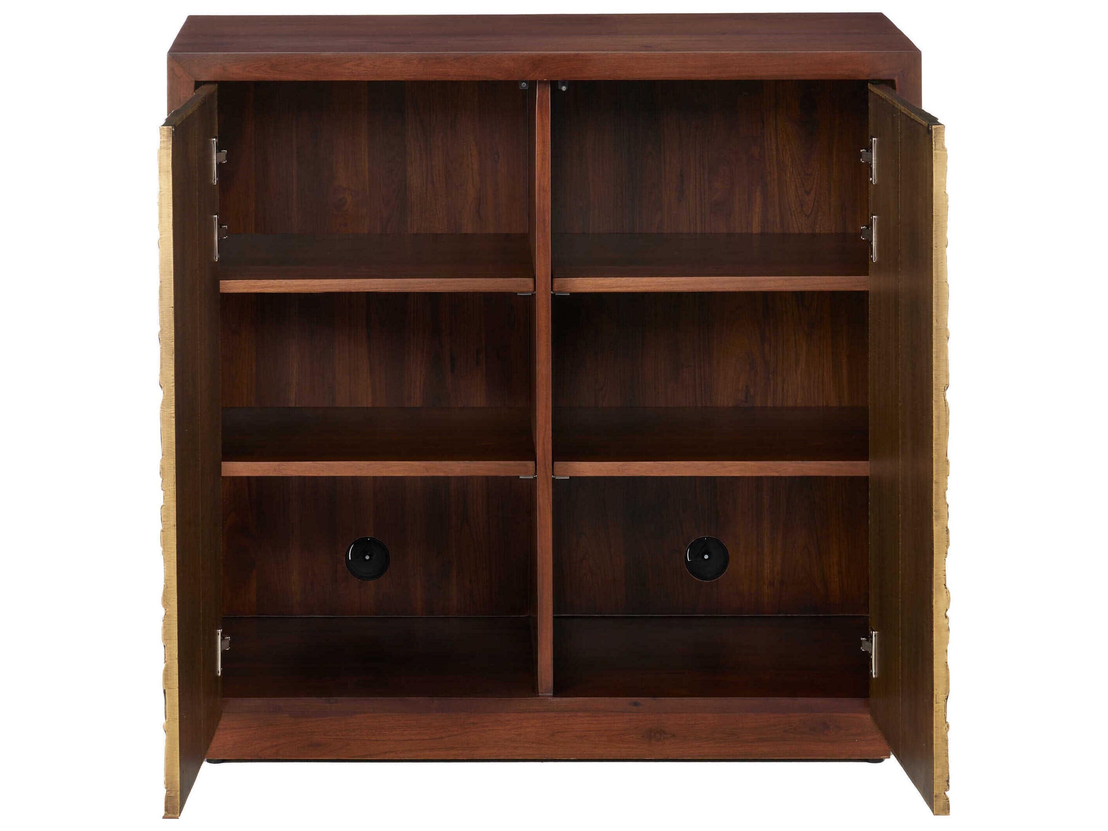 Currey & Company Jardin Walnut Antique Brass Teak Wood Accent Chest