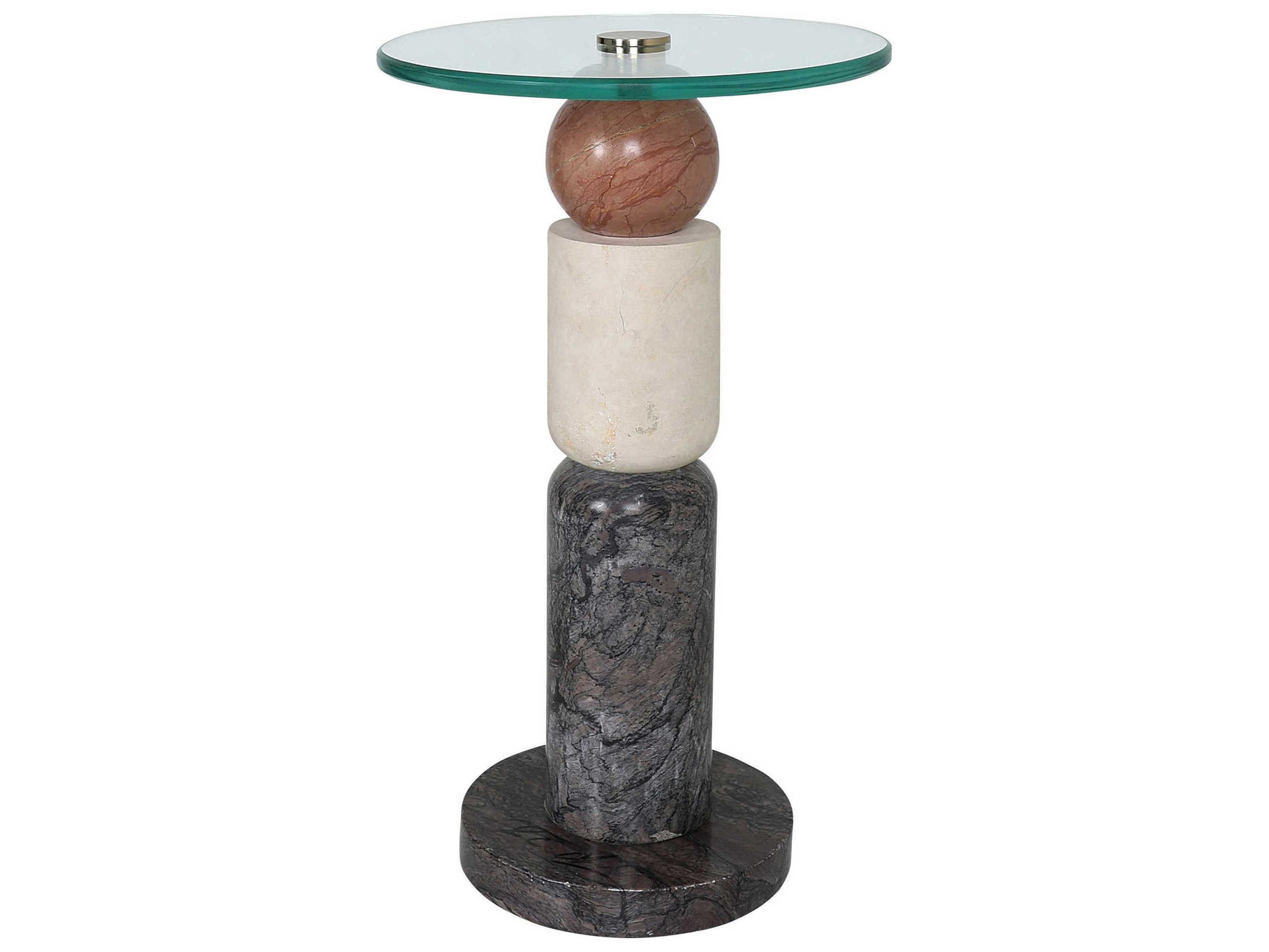 Currey & Company Moreno Round Glass Natural Brass Clear End Table