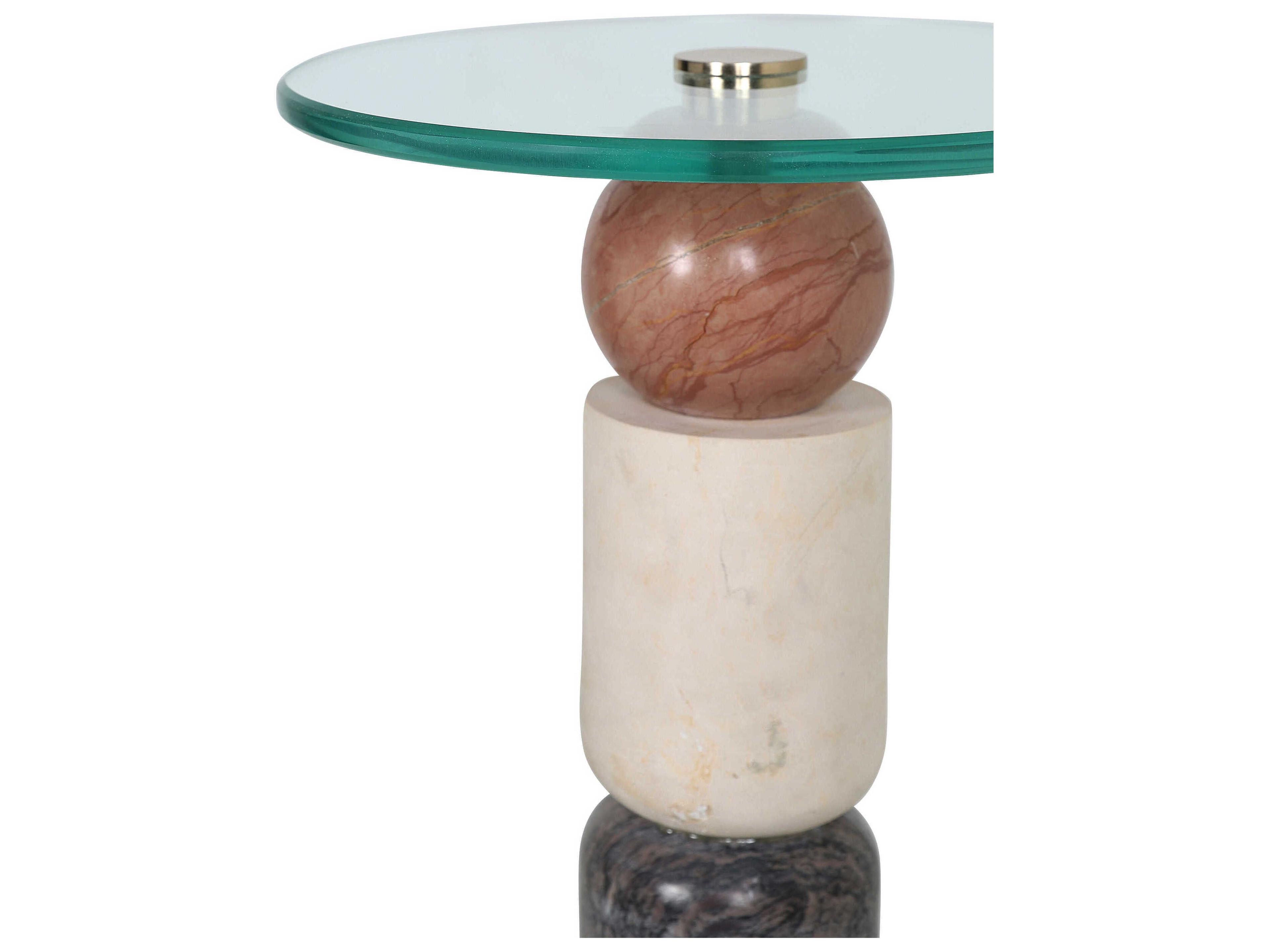 Currey & Company Moreno Round Glass Natural Brass Clear End Table