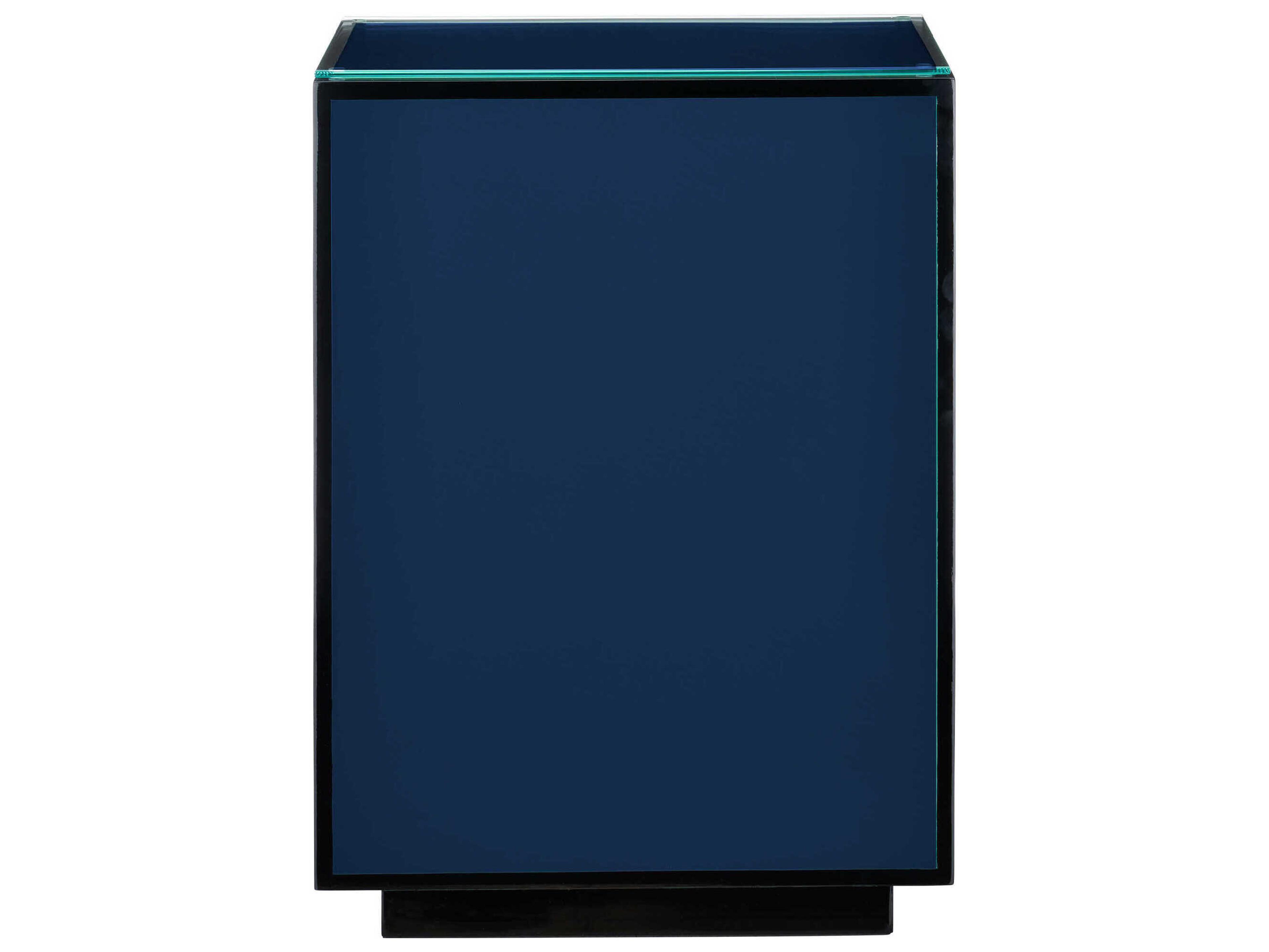 Currey & Company Rectangular Glass Polished Blue End Table