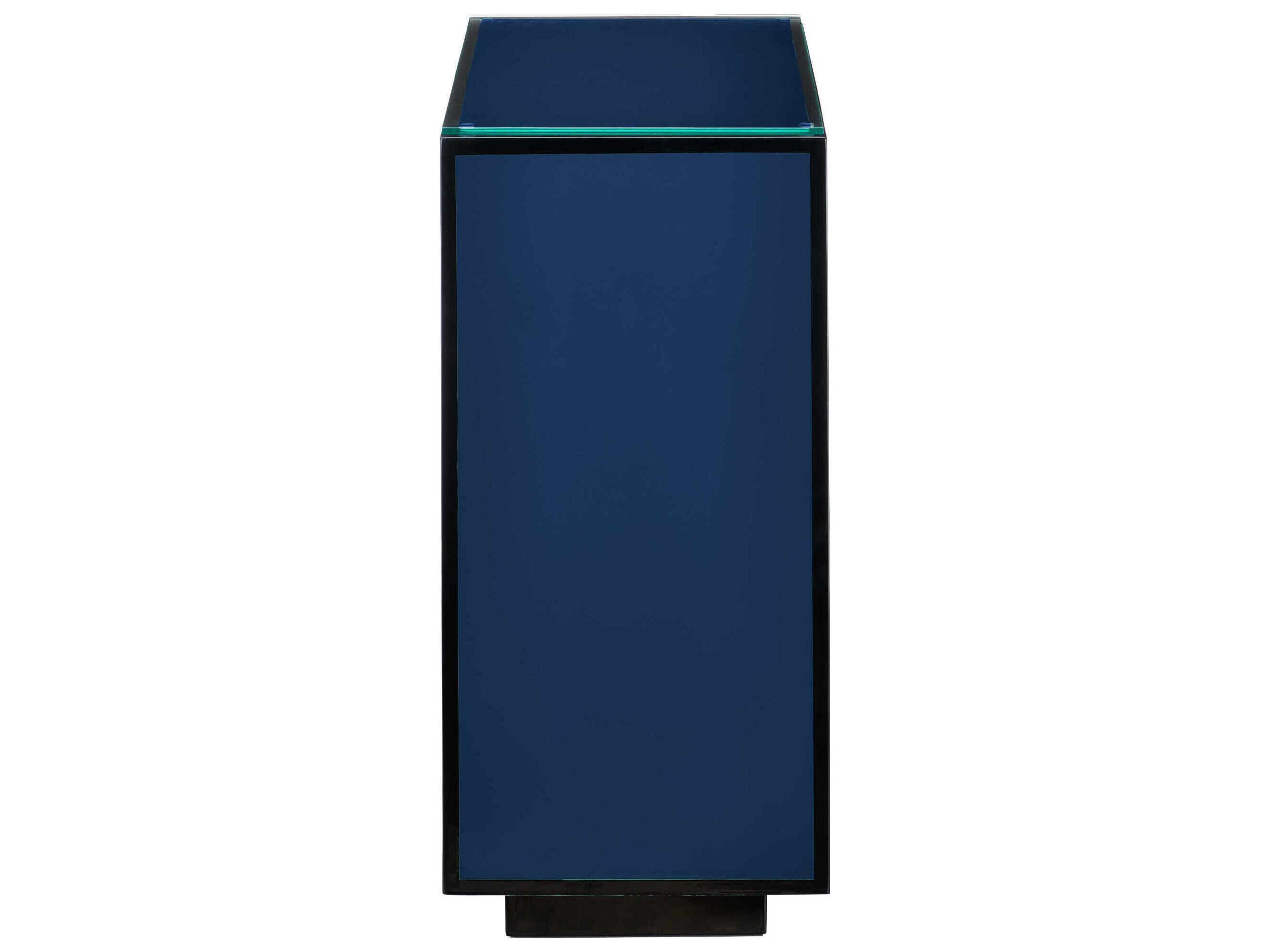 Currey & Company Rectangular Glass Polished Blue End Table