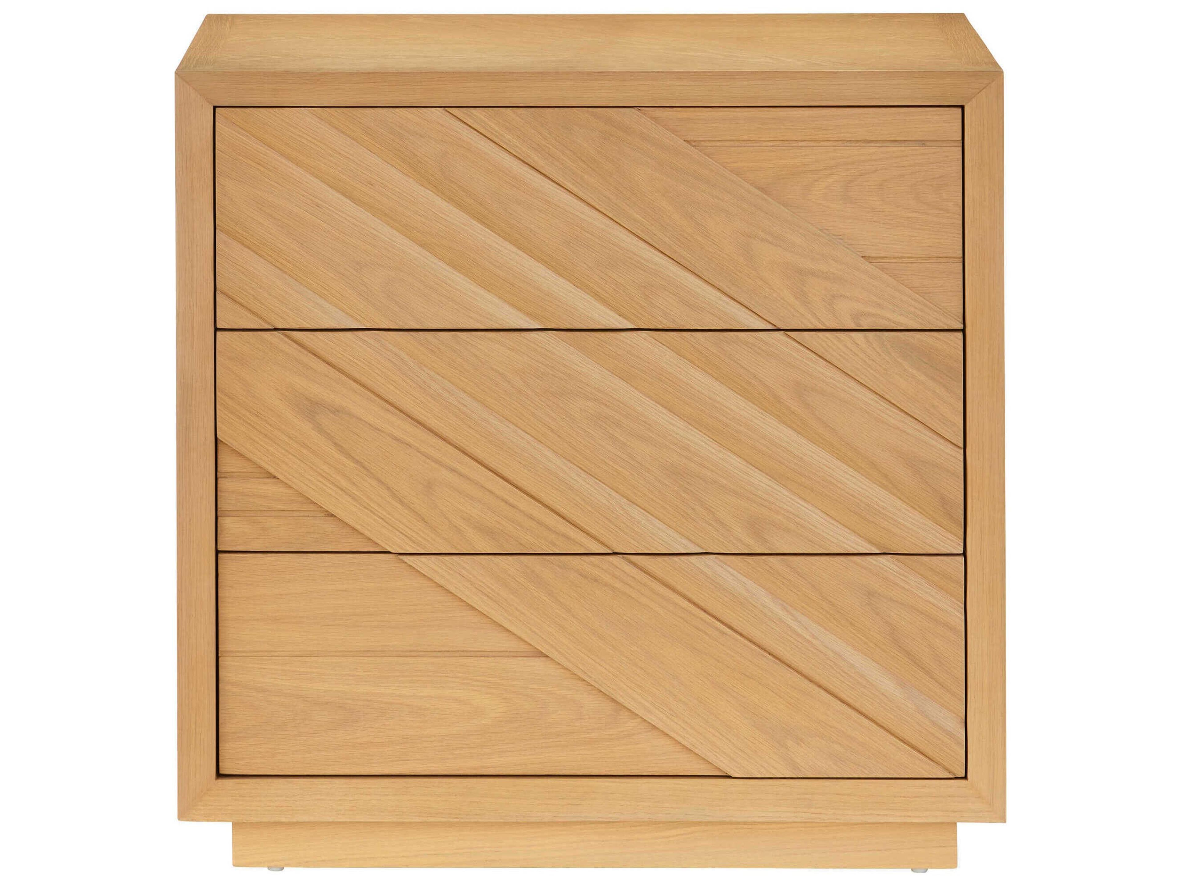 Currey & Company Margot 3-Drawers Oak Wood Nightstand