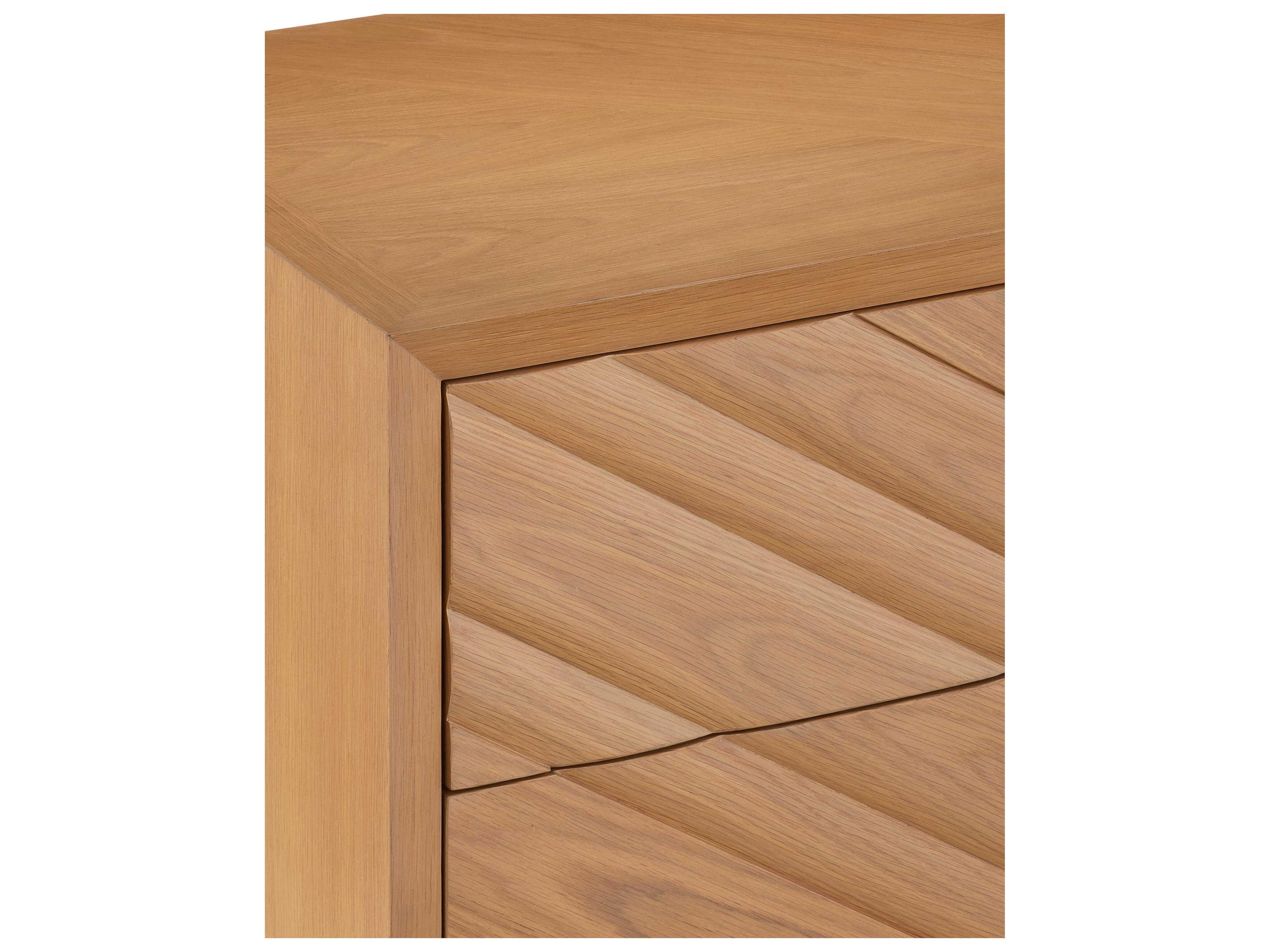 Currey & Company Margot 3-Drawers Oak Wood Nightstand