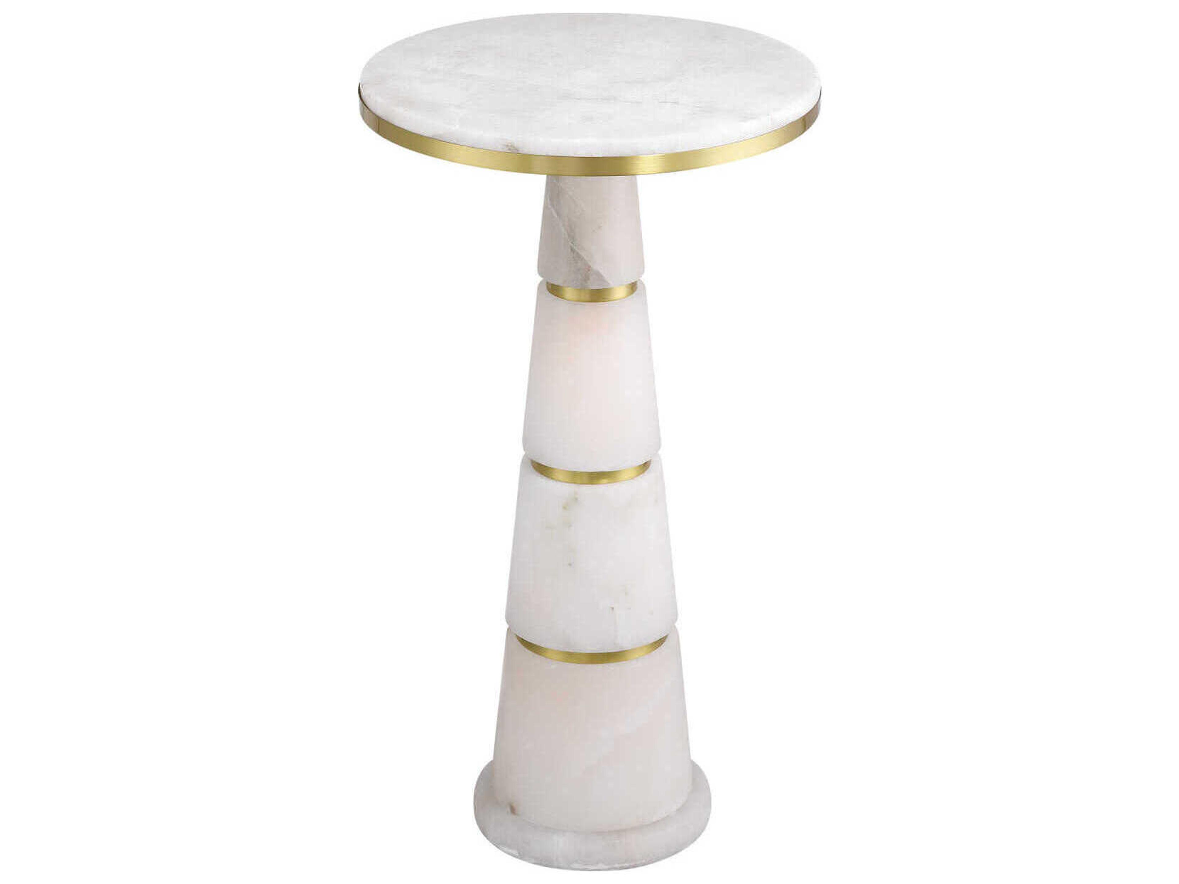 Currey & Company Eleanora Round Stone Natural Brass End Table