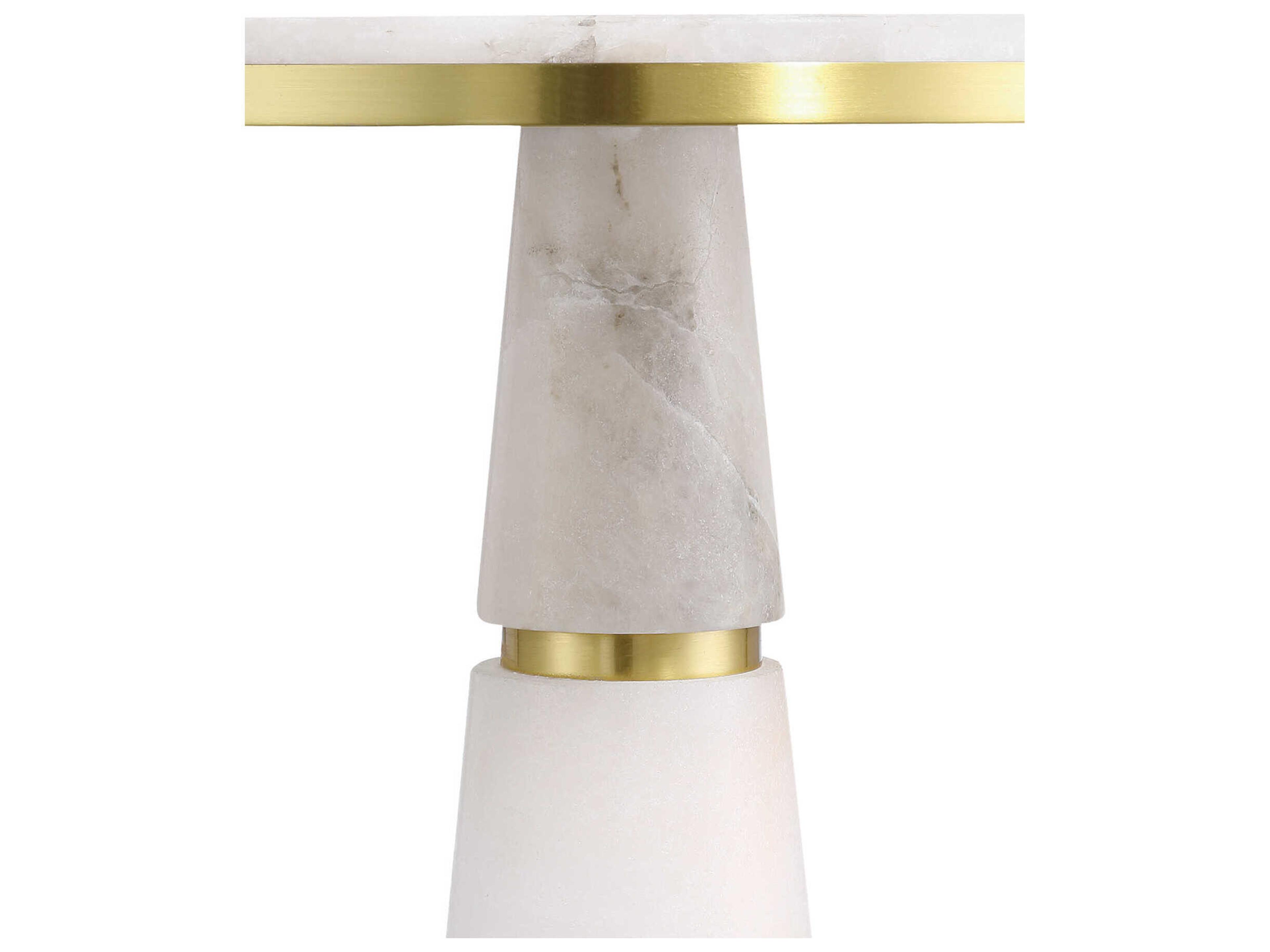 Currey & Company Eleanora Round Stone Natural Brass End Table