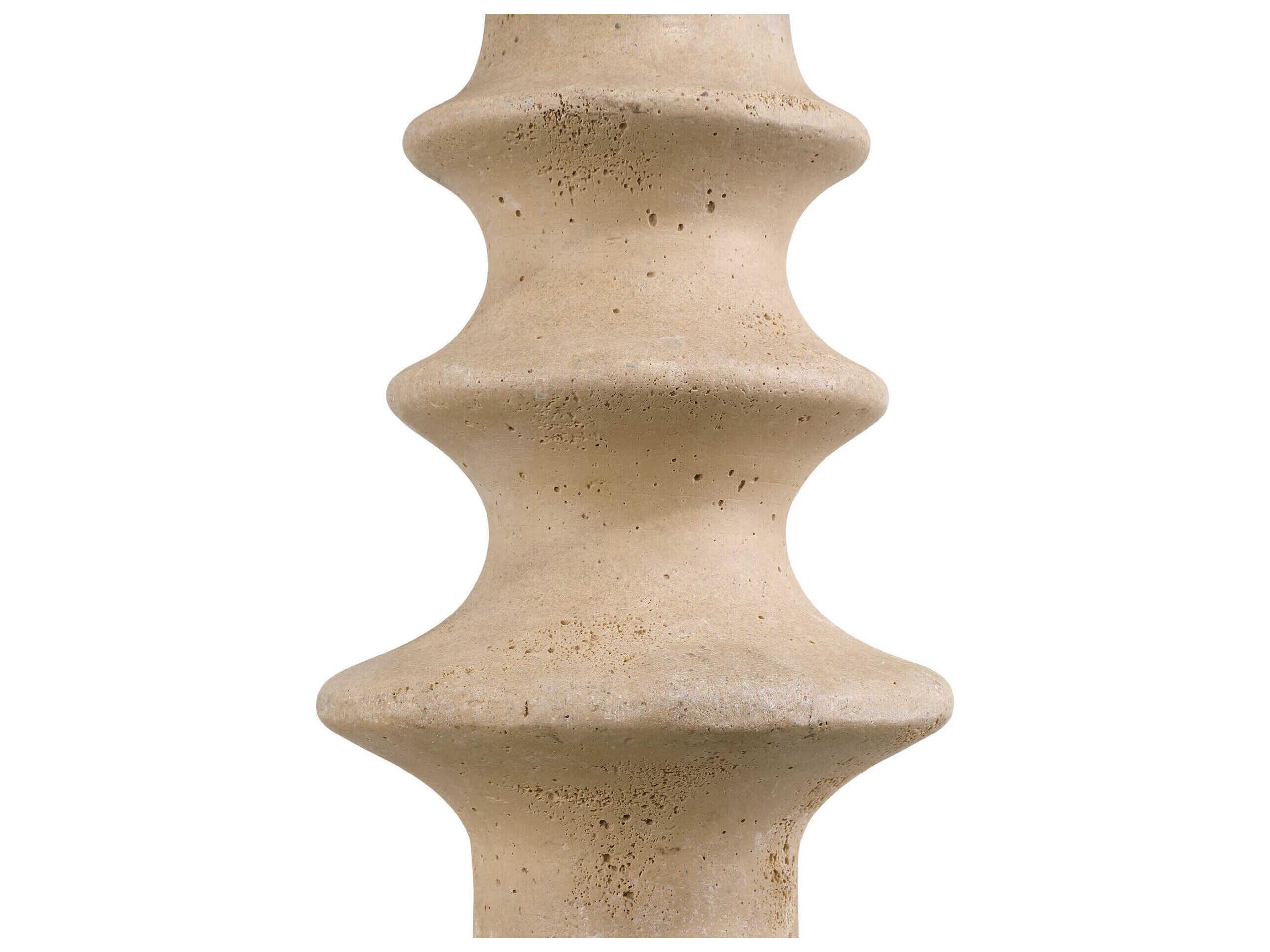 Currey & Company Rollins Round Concrete Beige End Table