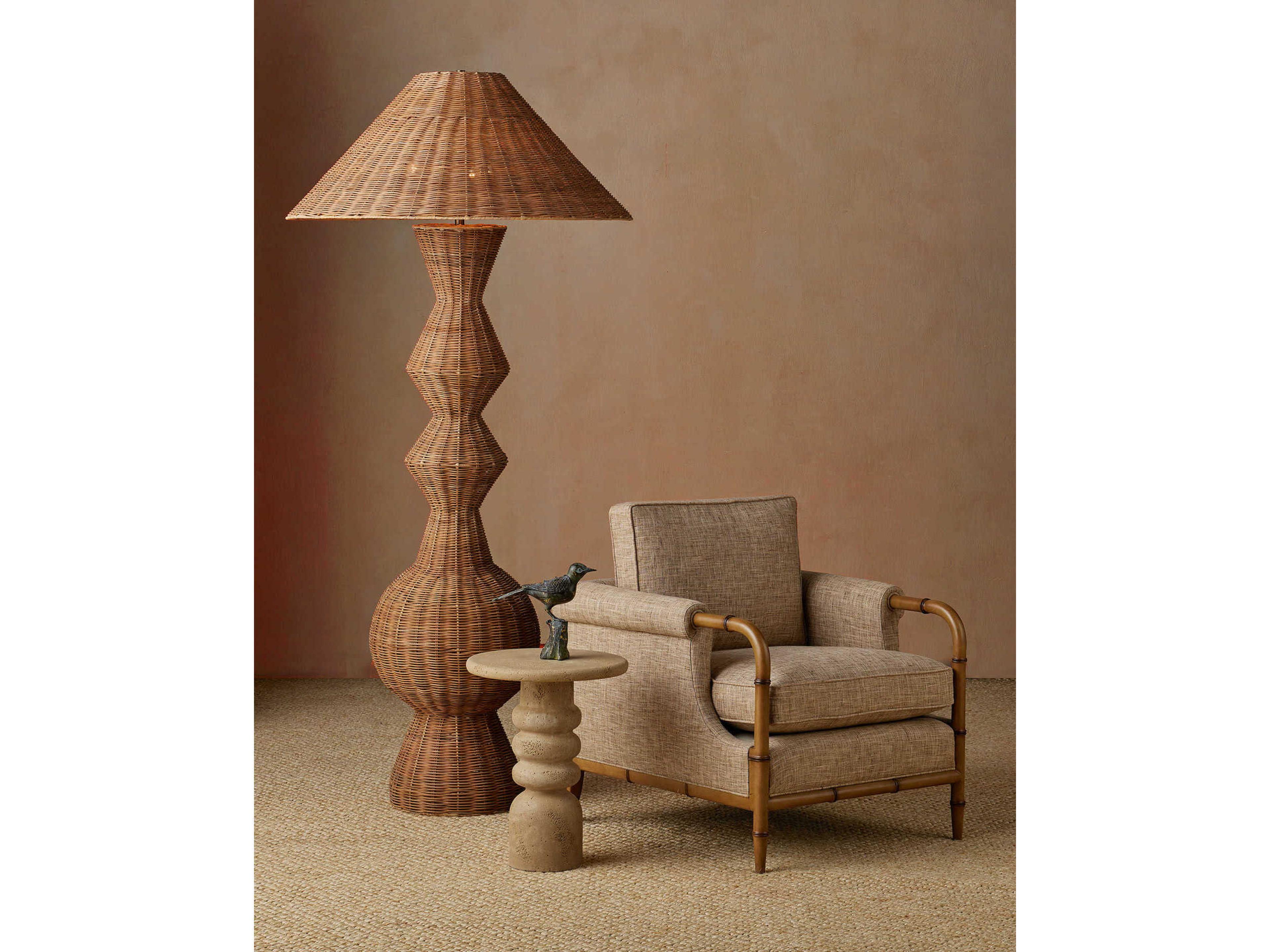 Currey & Company Rocco Round Concrete Beige End Table