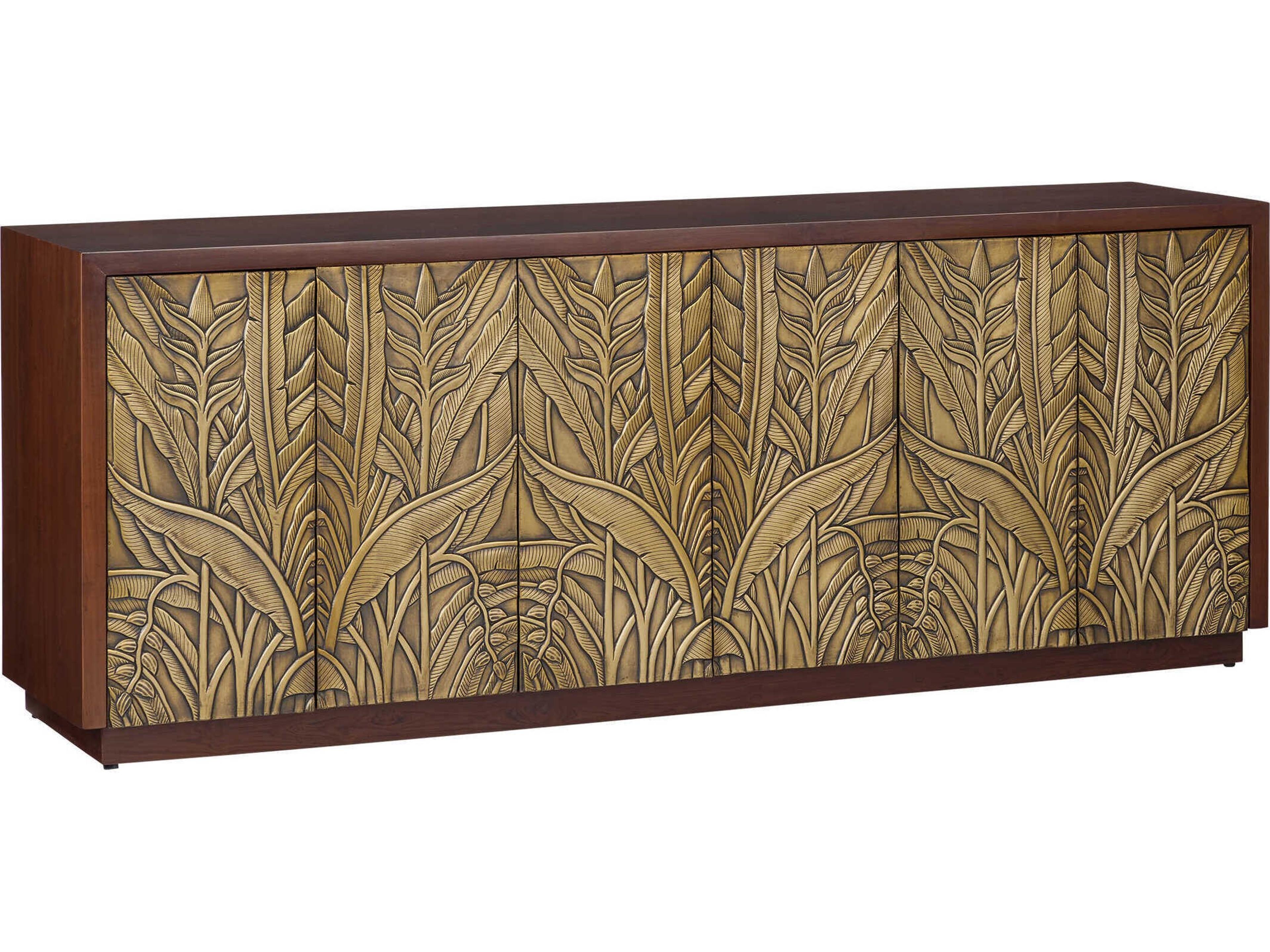 Jardin 84" Walnut Anqtiue Brass Sideboard