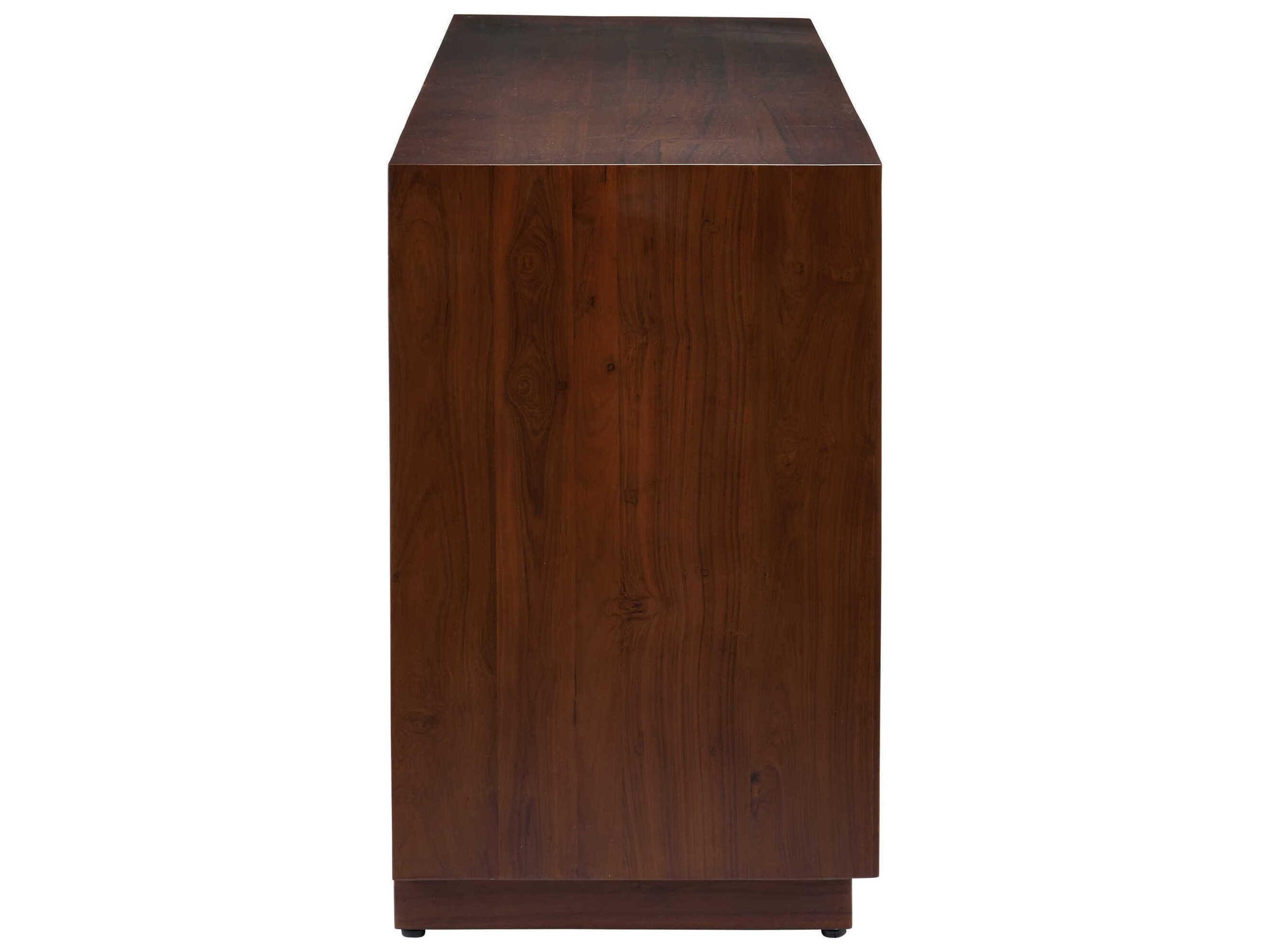 Currey & Company Jardin 84" Walnut Anqtiue Brass Sideboard