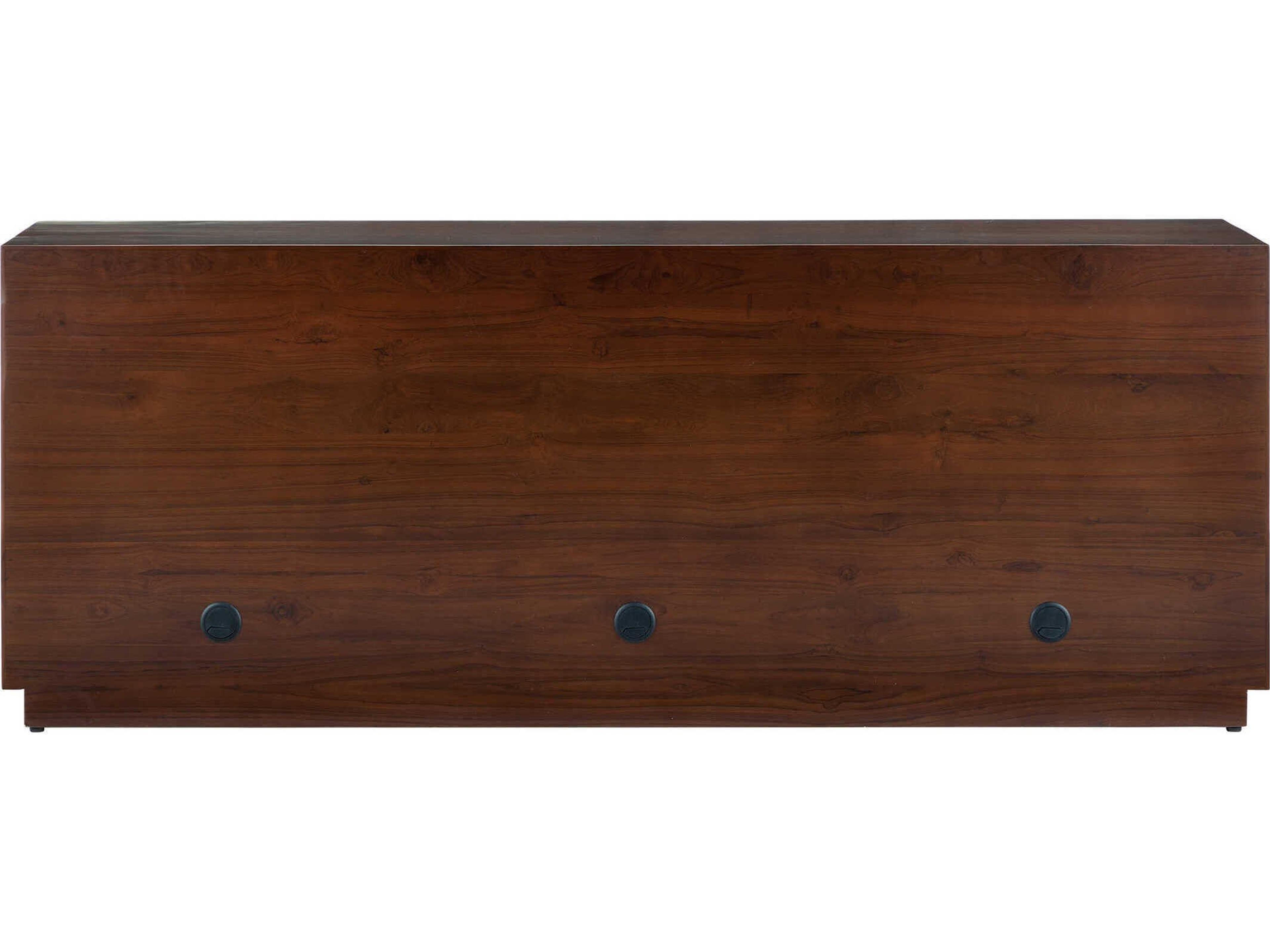 Currey & Company Jardin 84" Walnut Anqtiue Brass Sideboard