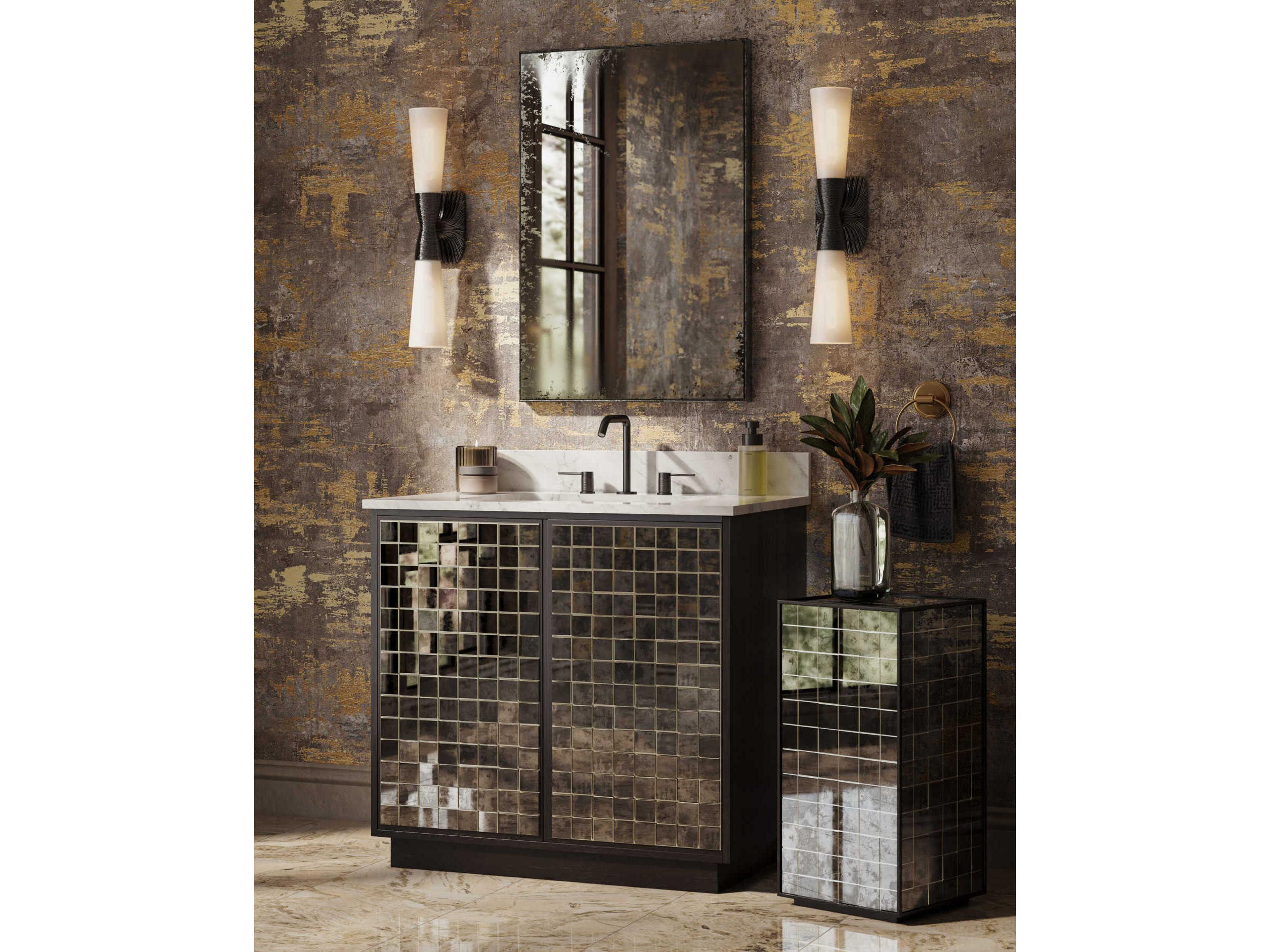 Currey & Company Mosaico Square Glass End Table