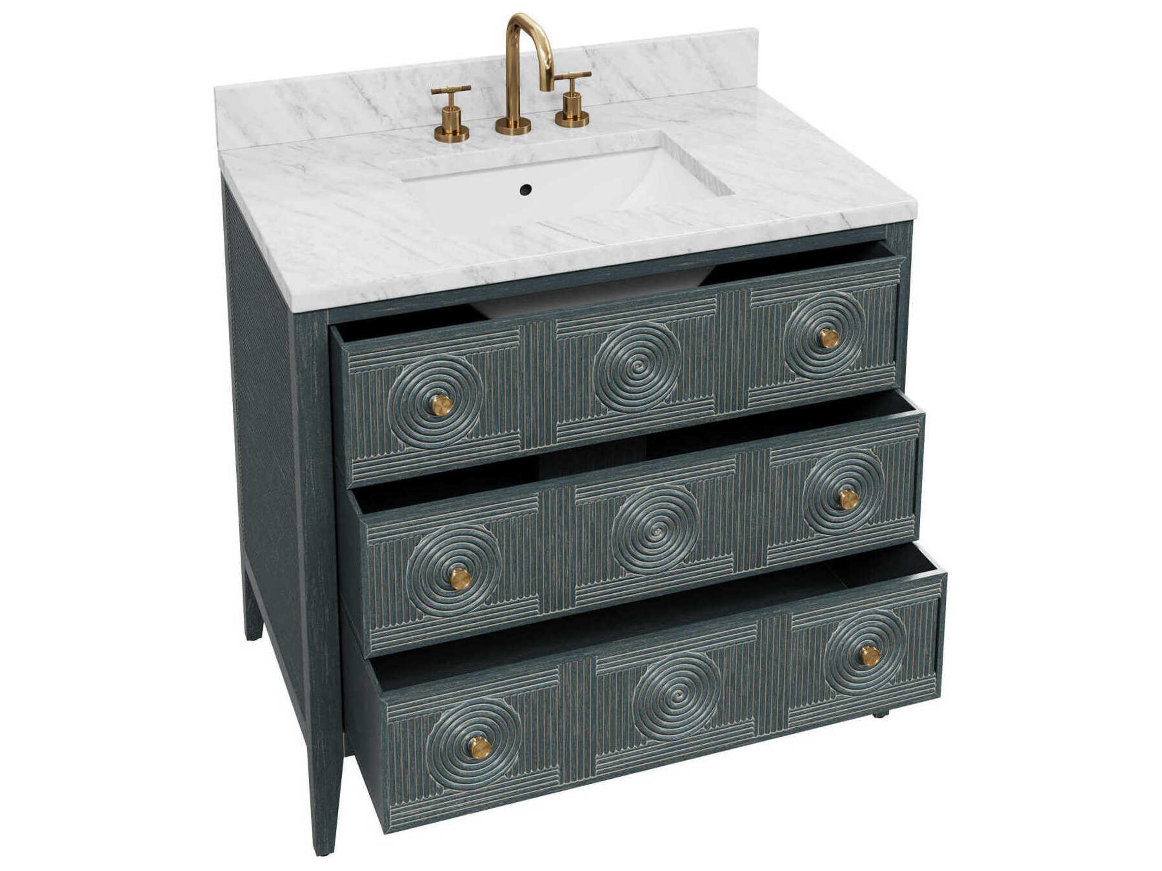 Currey & Company Santos 36" Vintage Navy Vanity