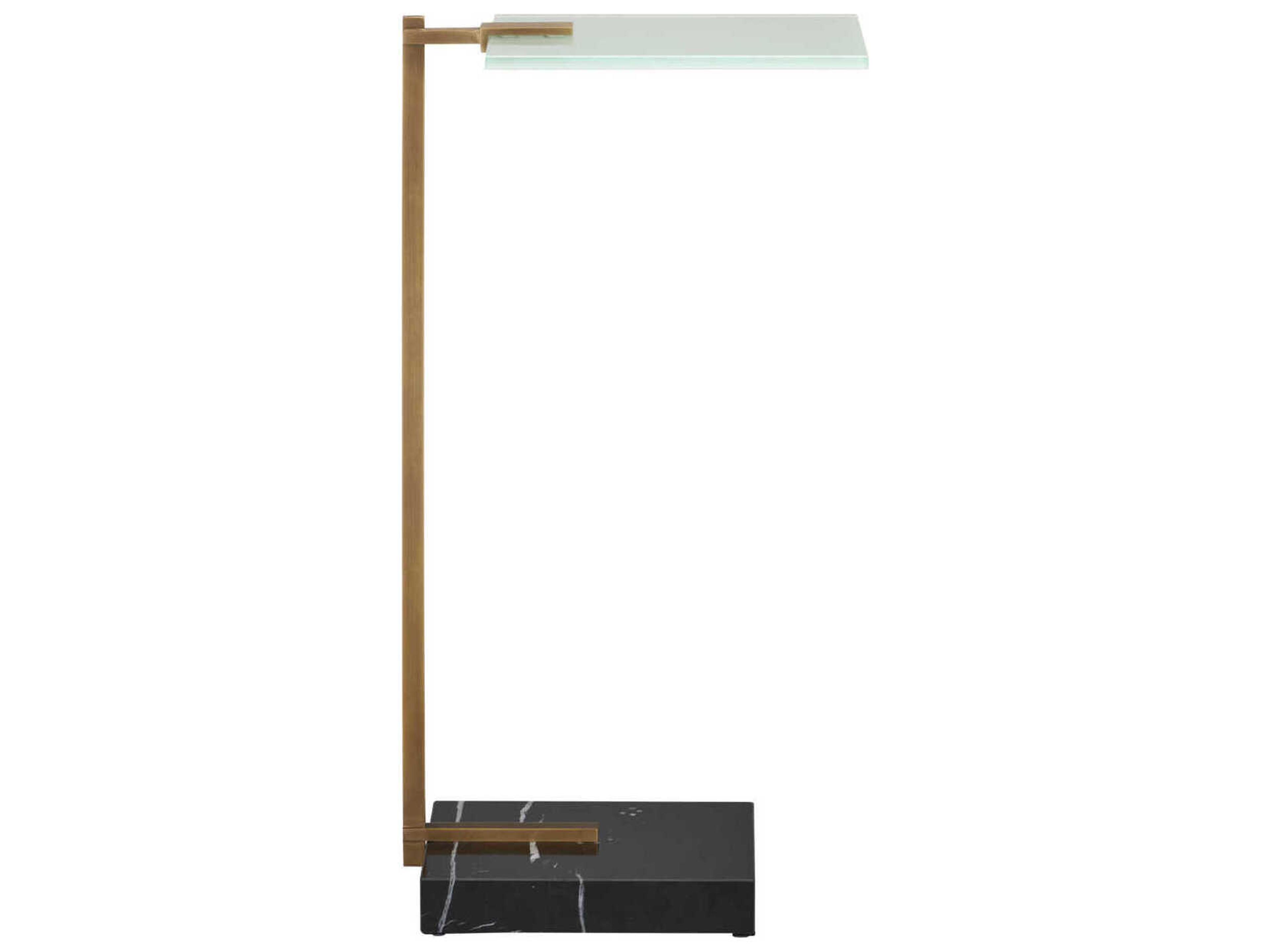 Currey & Company Neil Rectangular Glass Antique Brass Black End Table