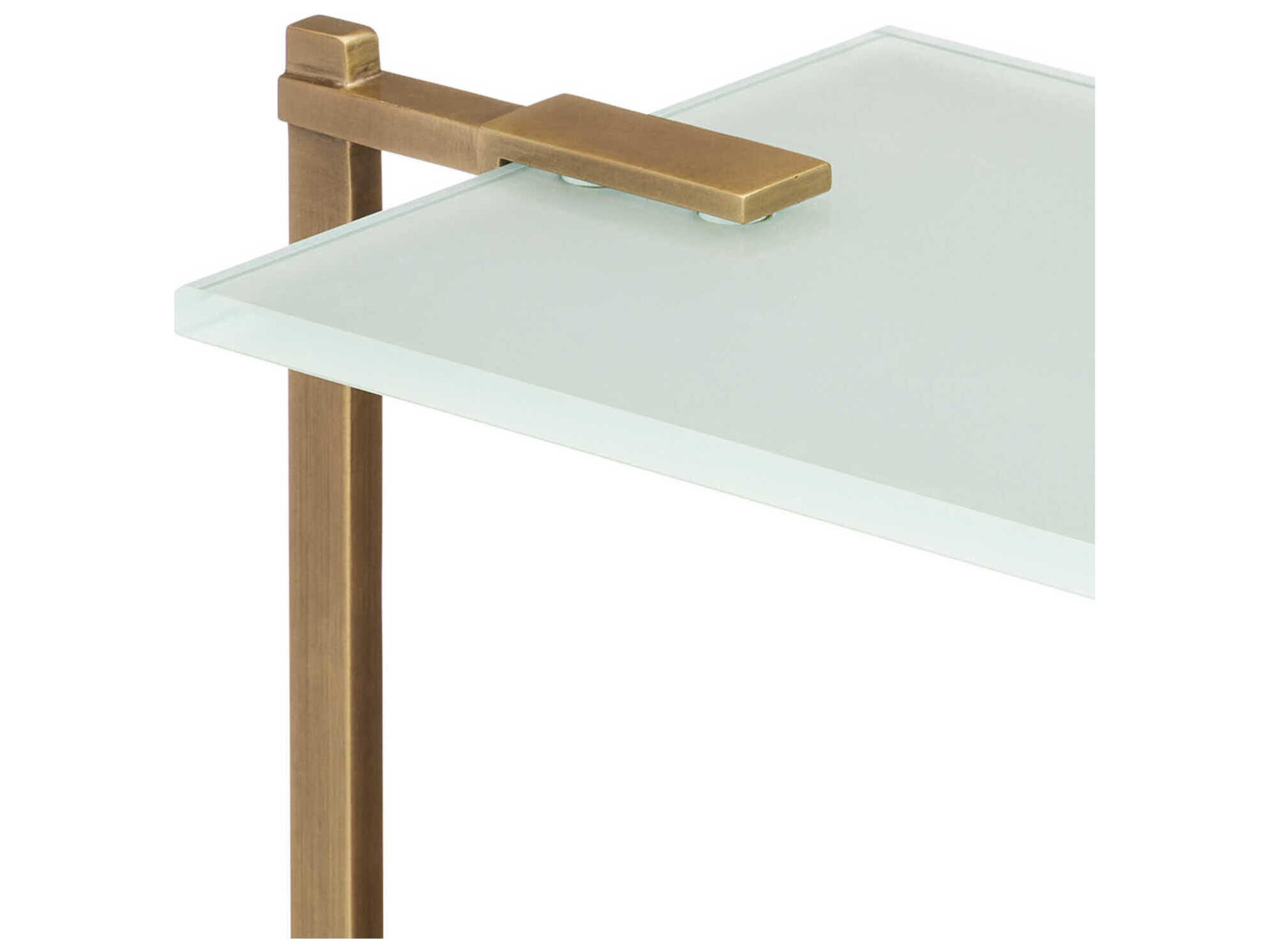 Currey & Company Neil Rectangular Glass Antique Brass Black End Table