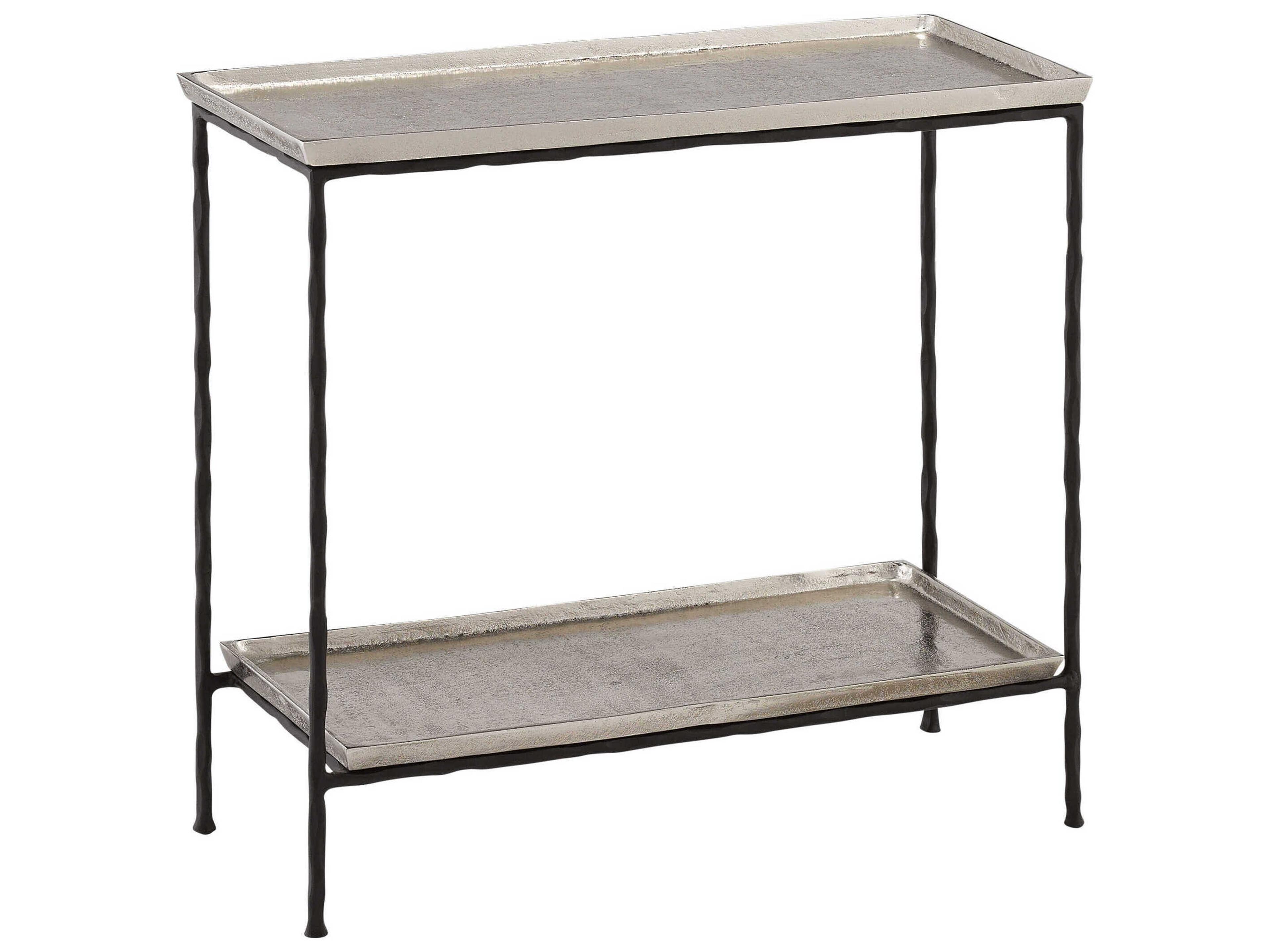 Boyles Side Table Modern Antique Silver and Black