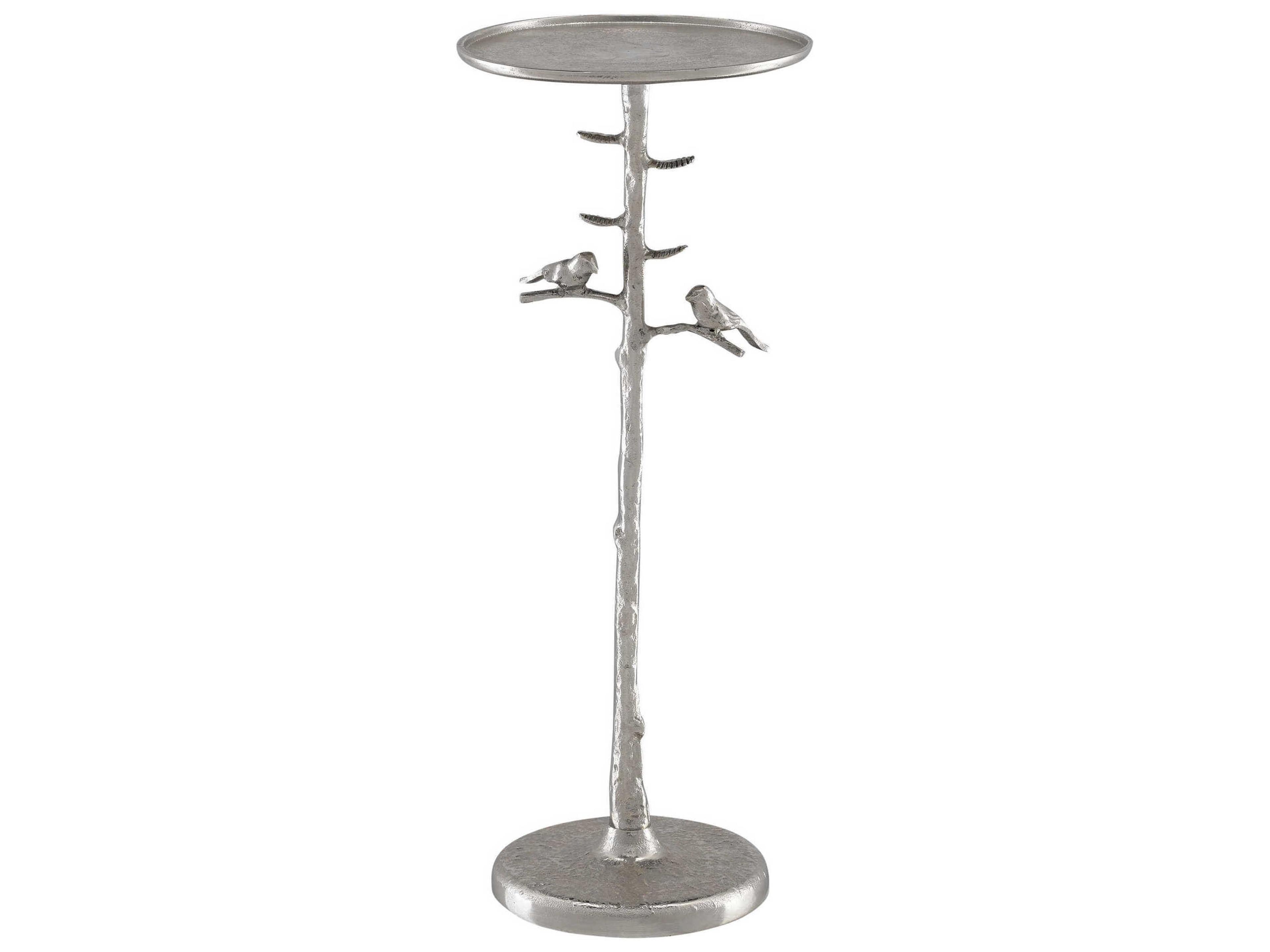 Currey & Company Piaf Round Metal Polished Nickel End Table